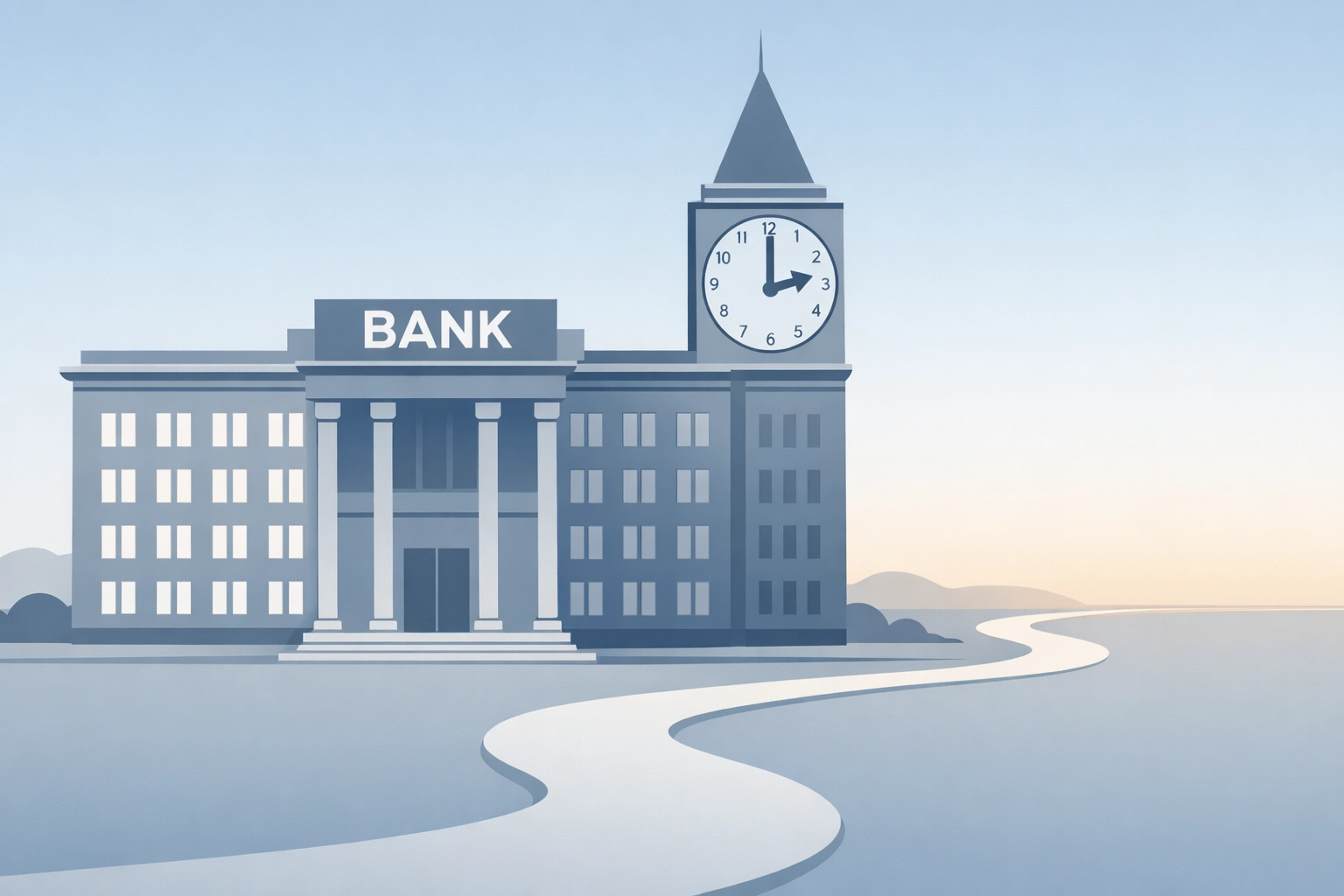 Bank building with clock tower symbolizing HSBC's 20-year net-zero target delay to 2050