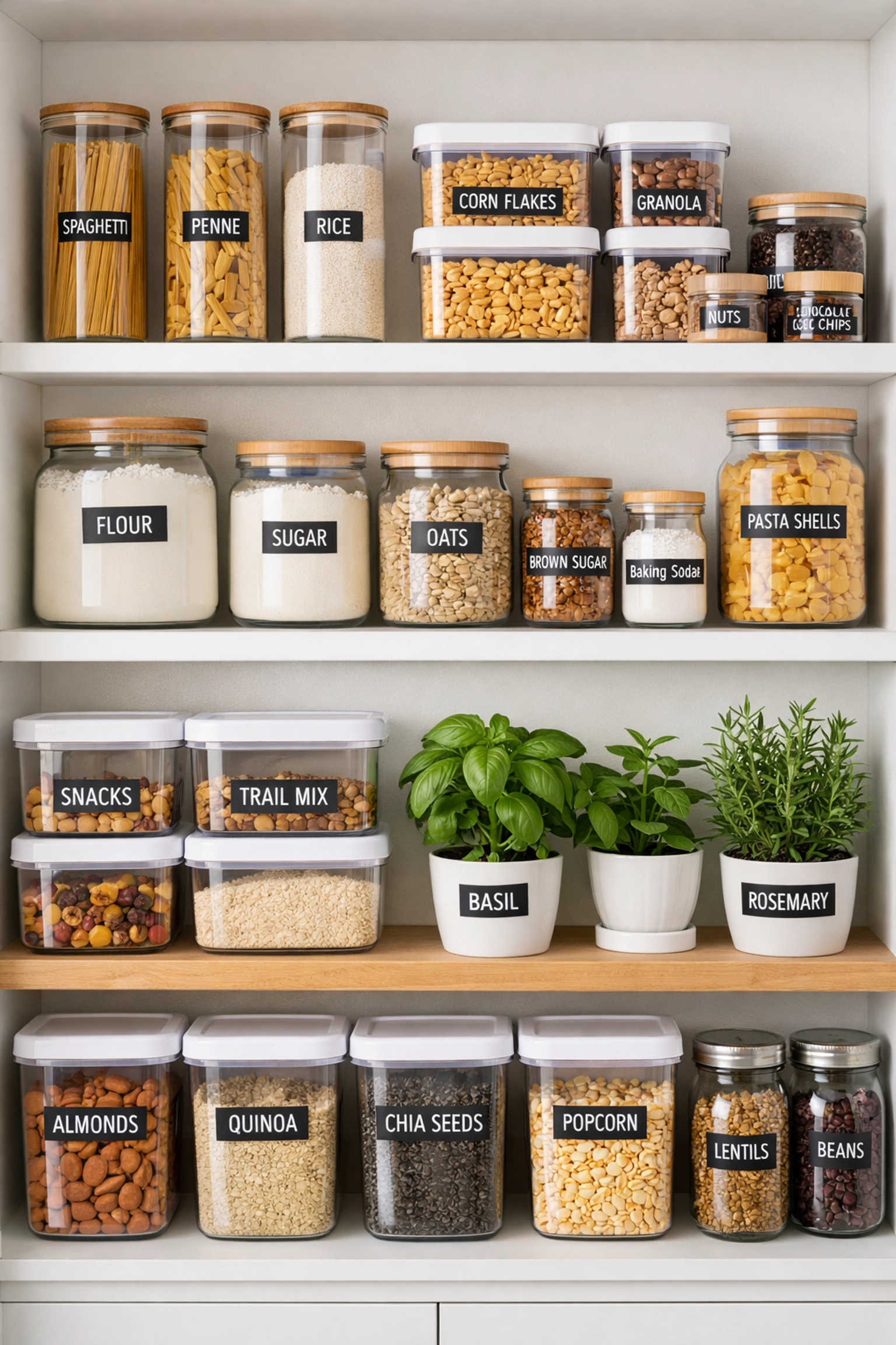 Organized pantry with sealed food containers for rodent prevention in Naples home