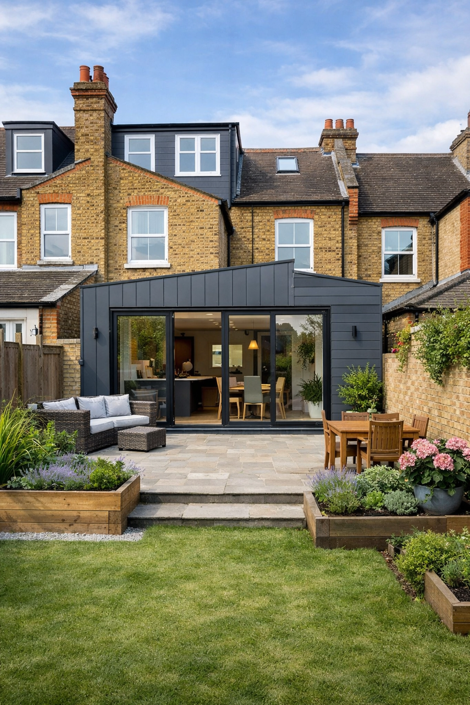 Victorian terraced house in Croydon with modern rear extension and glass doors
