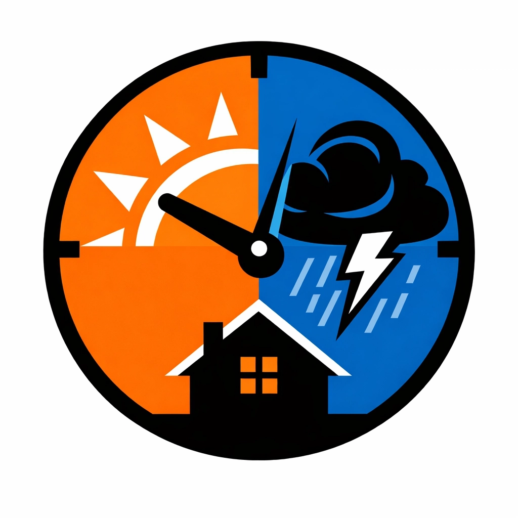 A clock showing storm preparation timelines for a Venice house to prevent DIY hurricane mistakes.