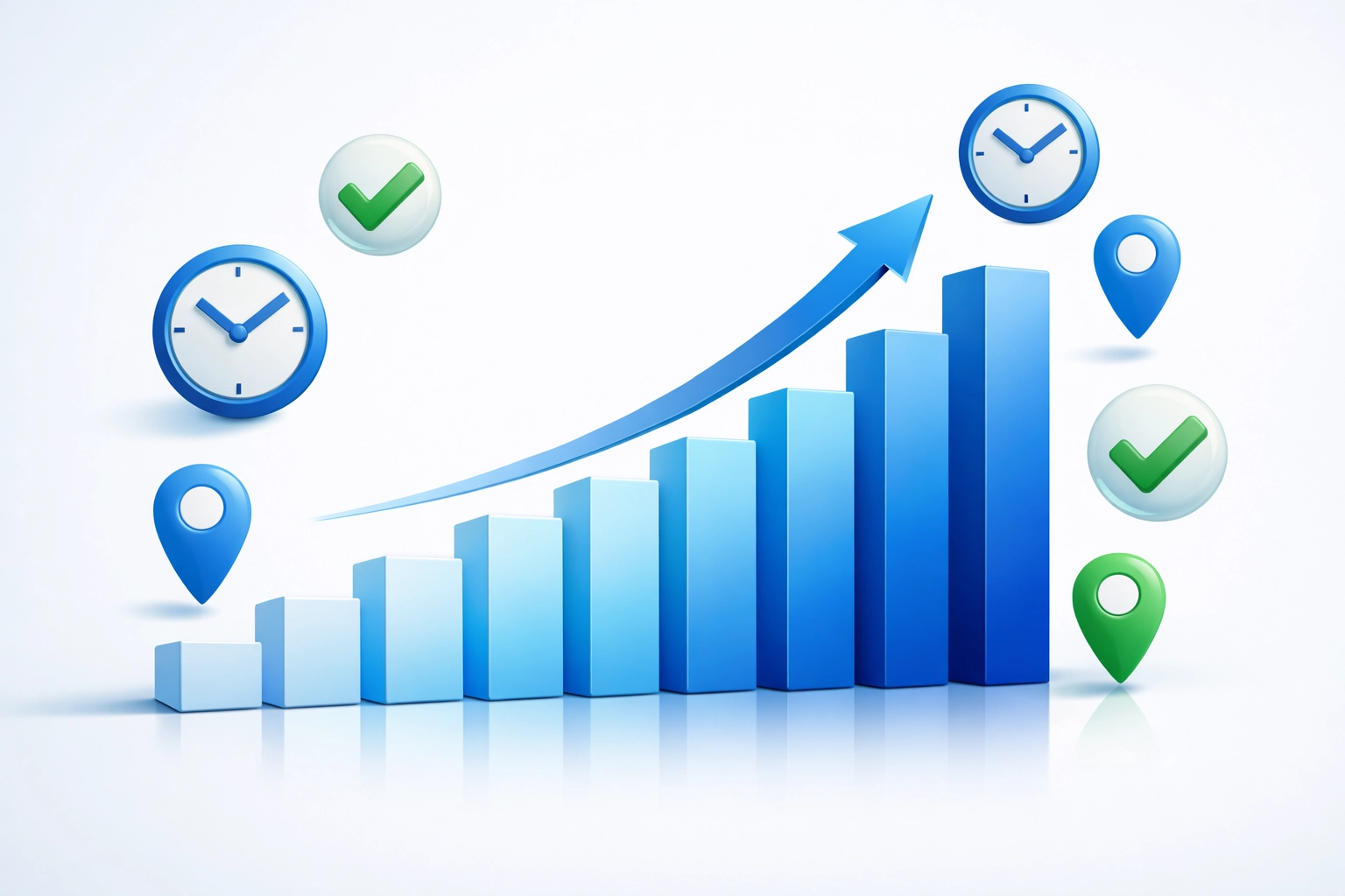 Performance graph showing business growth and time savings from multi-location automation