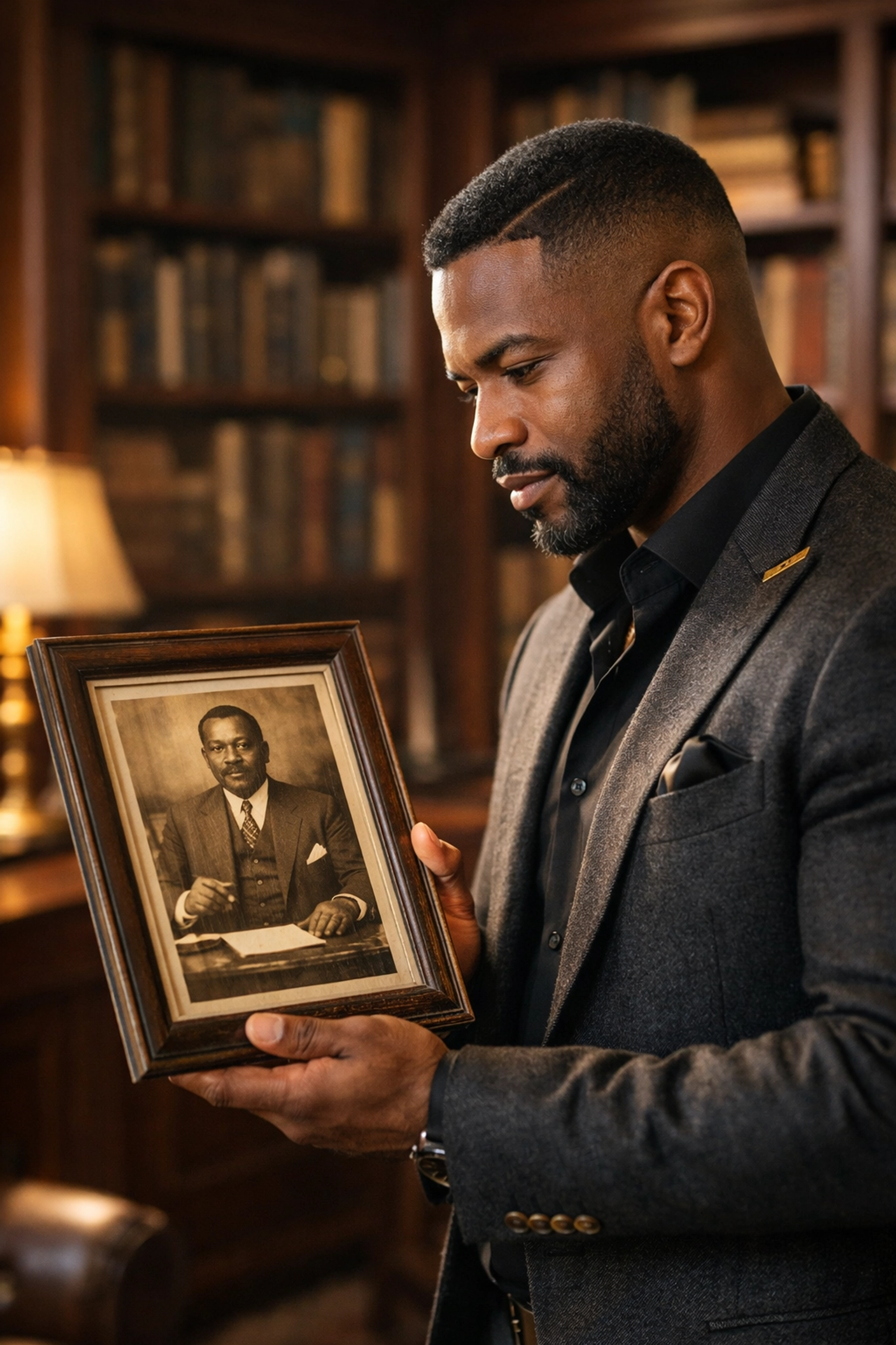 Black professional connecting with historical business legacy to support modern Black-owned brands.