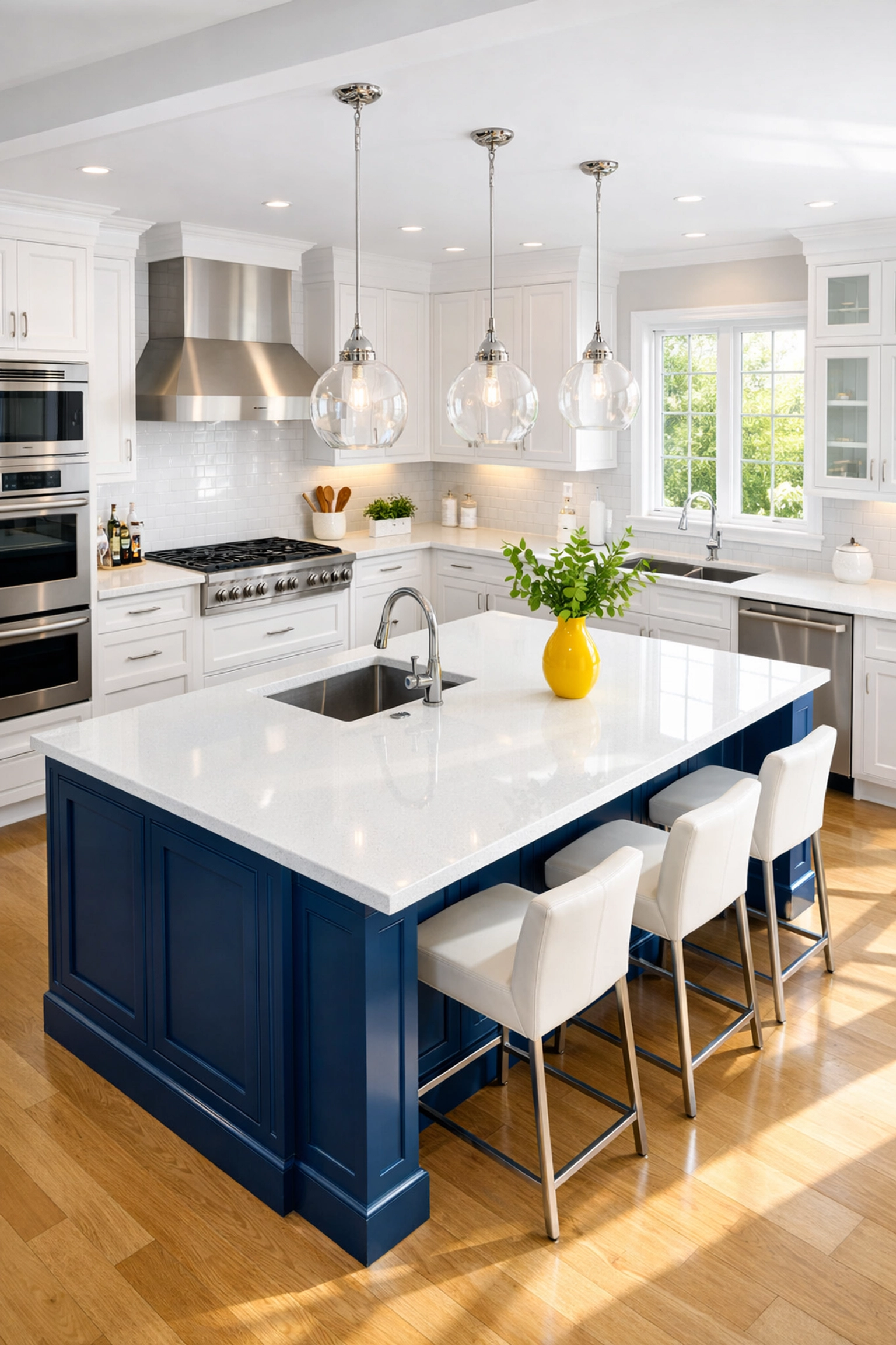 Sparkling modern kitchen in Shrewsbury MA showing results of deep cleaning by professional cleaners.