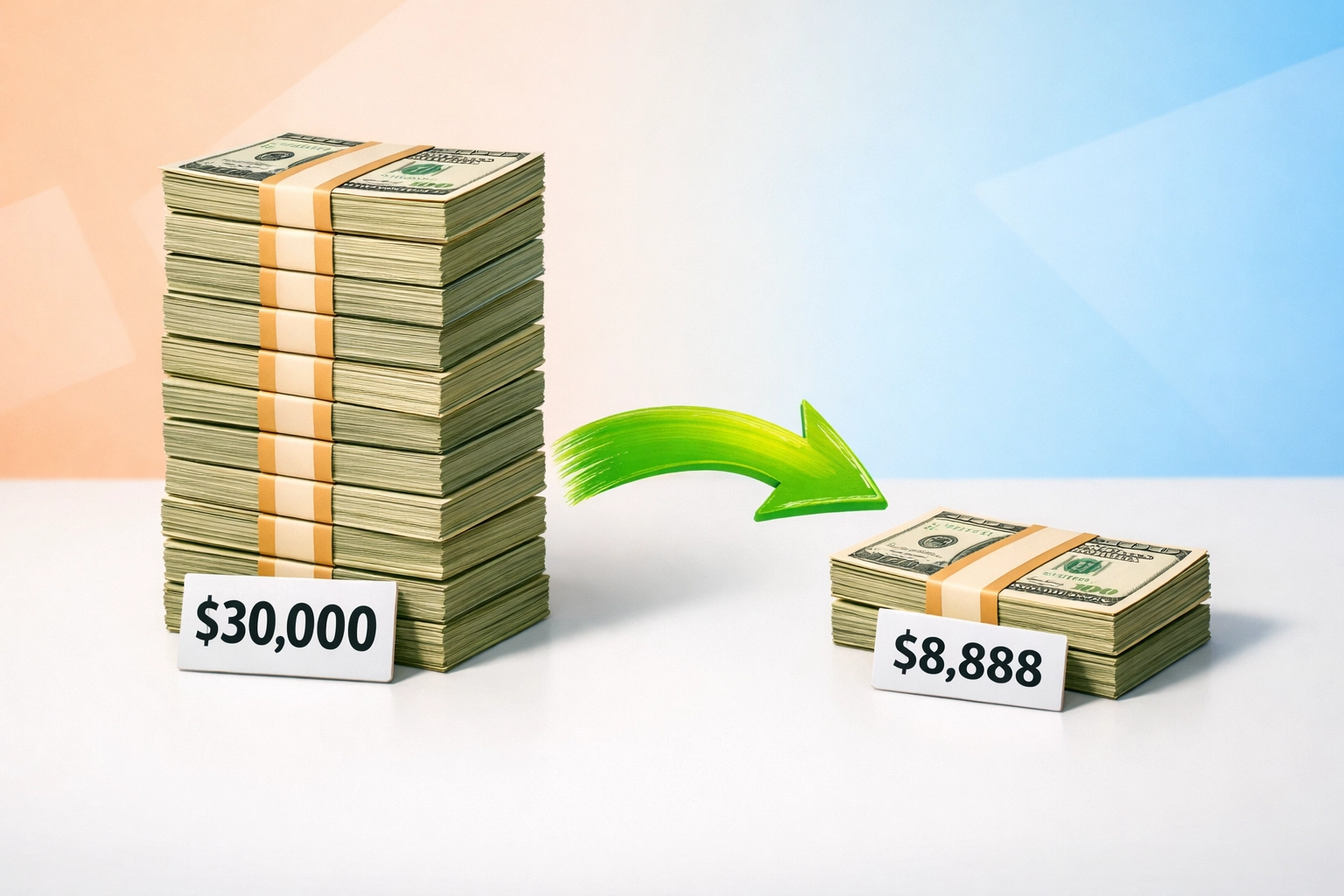 Flat fee listing savings comparison showing $8,888 vs traditional $30,000 commission