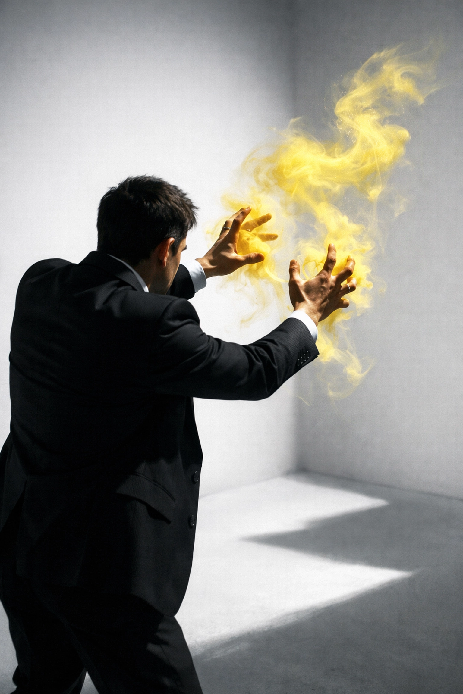 Professional reaching for smoke, representing vanishing trust in real estate appointment setting.