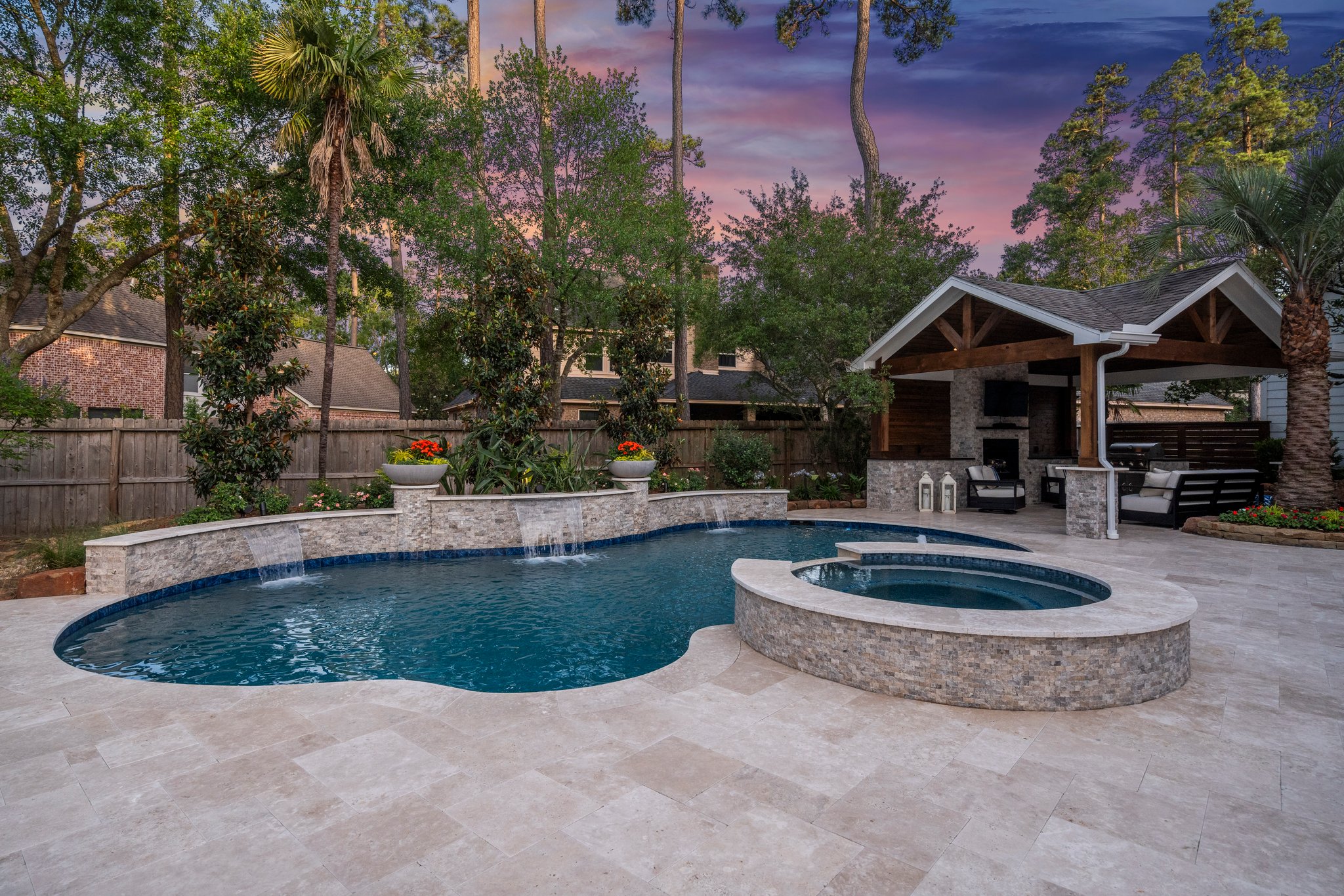 Custom luxury pool with integrated spa