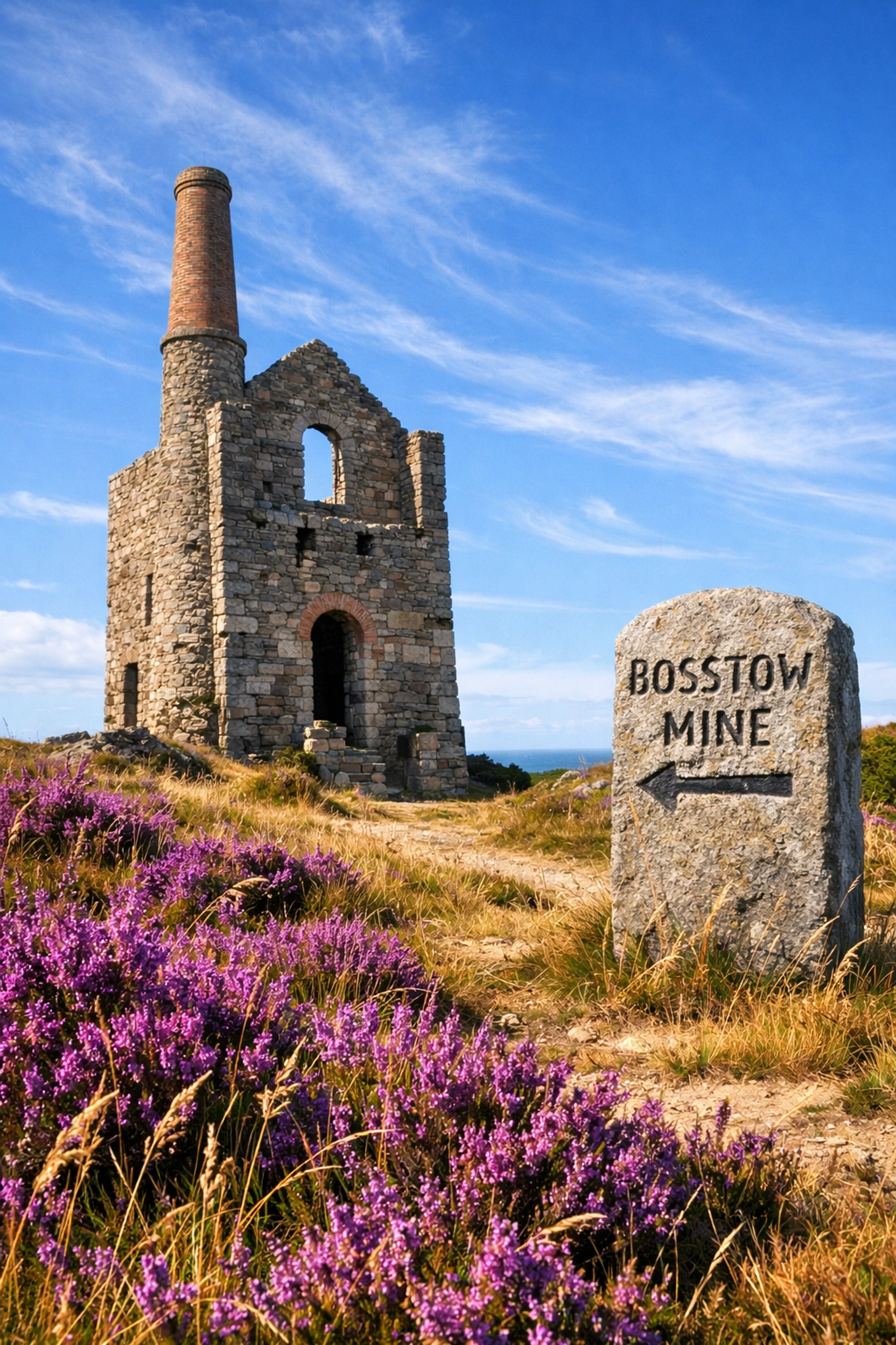 Historic Cornish engine house along the Coast to Coast cycle trail Cornwall
