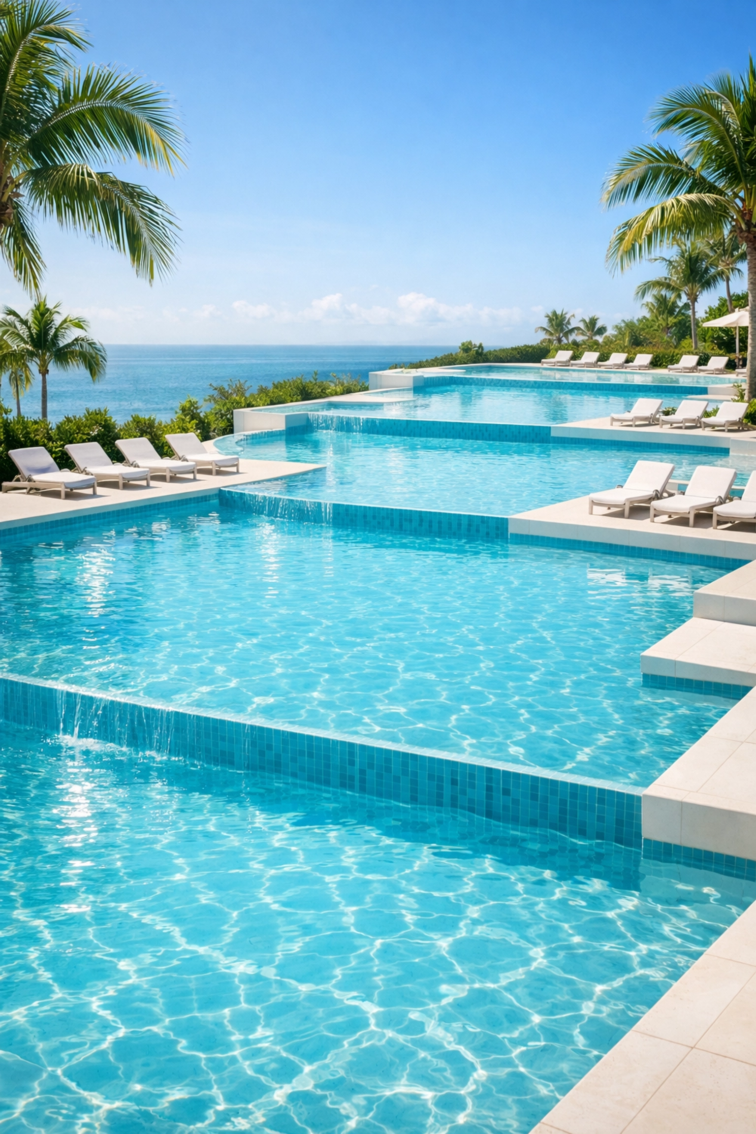 Four swimming pools at Holiday Inn Club Vacations Desert Club Resort in Las Vegas