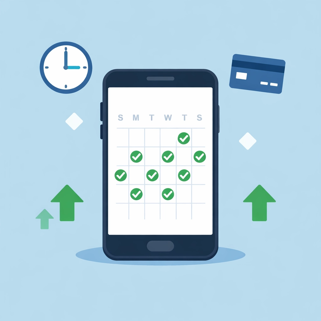 Calendario mostrando pagos puntuales con tarjetas de crédito para subir el puntaje crediticio