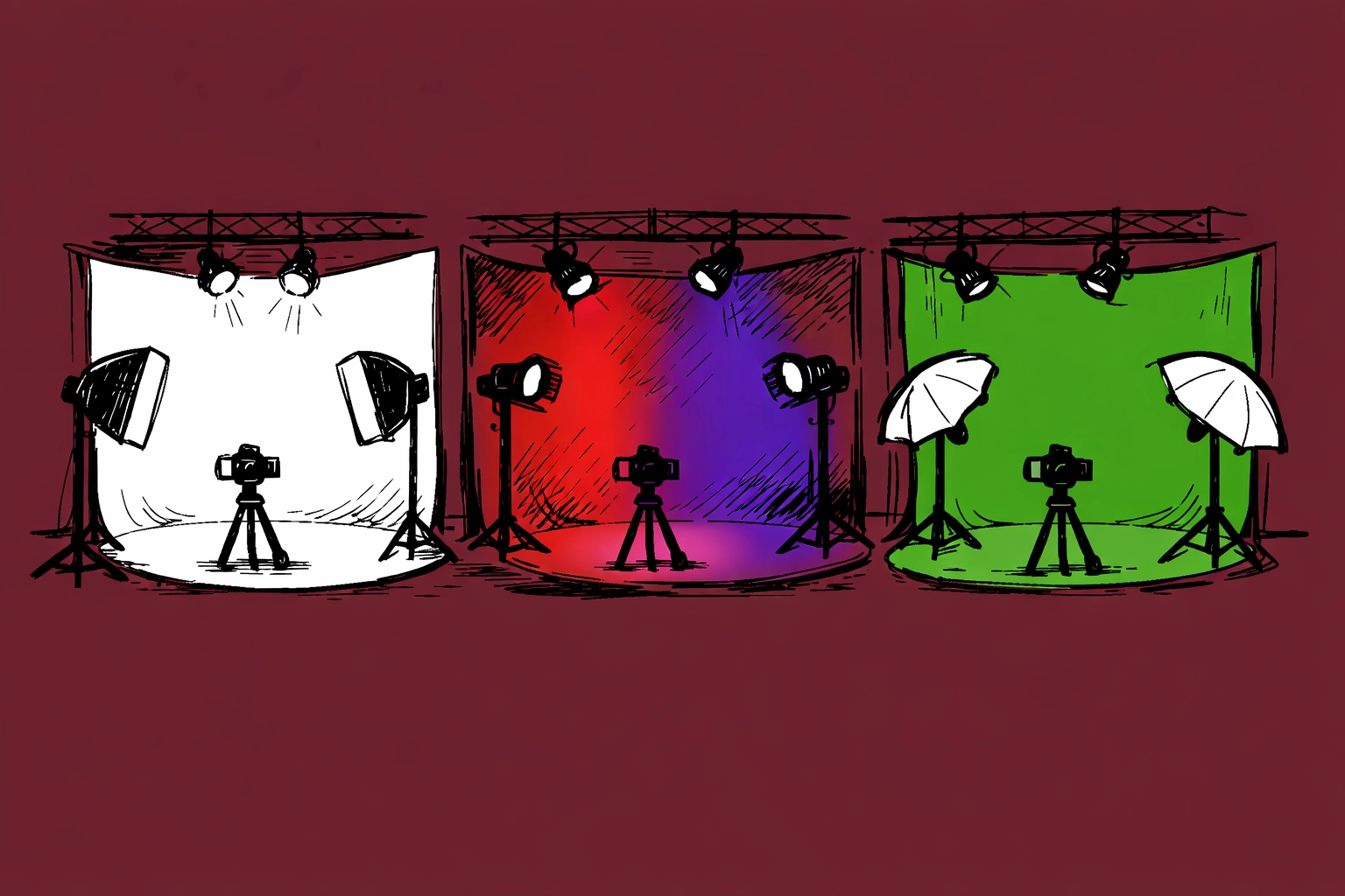 Three versatile cyclorama lighting setups for studio photography and videography