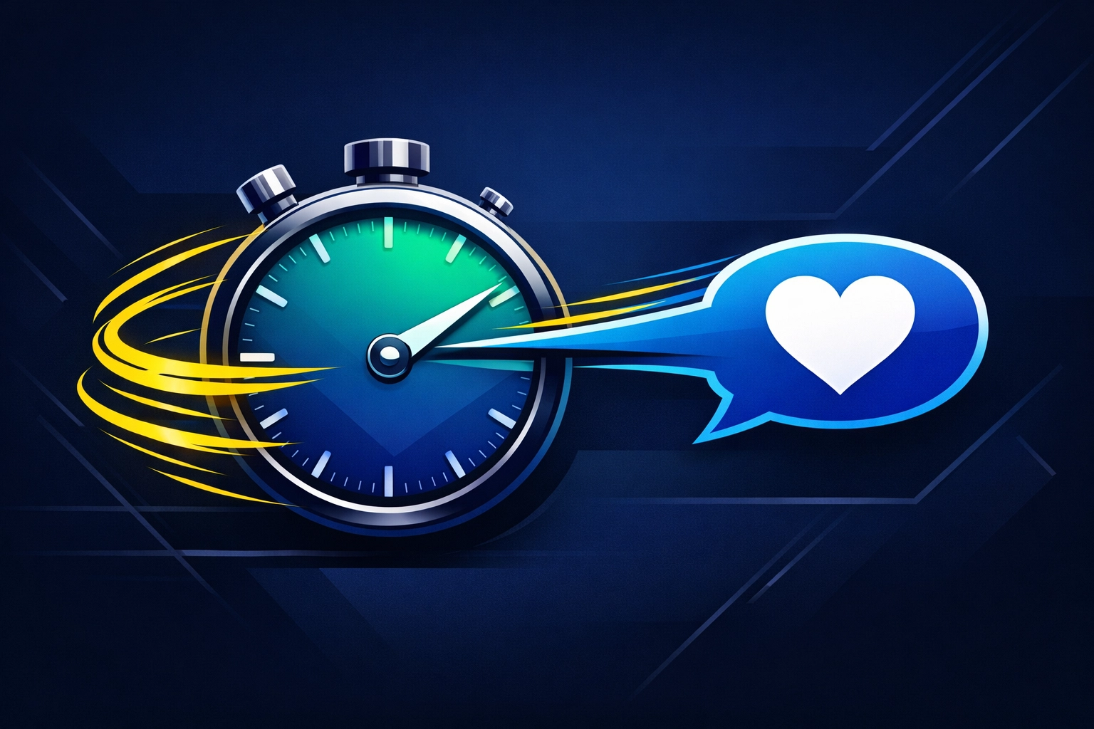 Stopwatch and heart icon showing how fast review responses build local customer trust