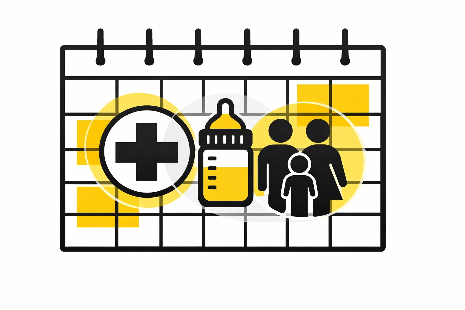 FMLA and leave of absence tracking calendar showing overlapping entitlement periods