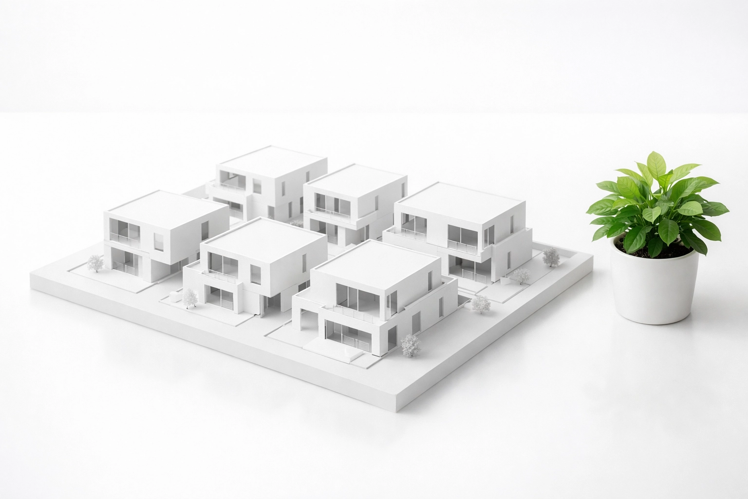 Architectural model of a multifamily complex symbolizing a scaled real estate investment portfolio.