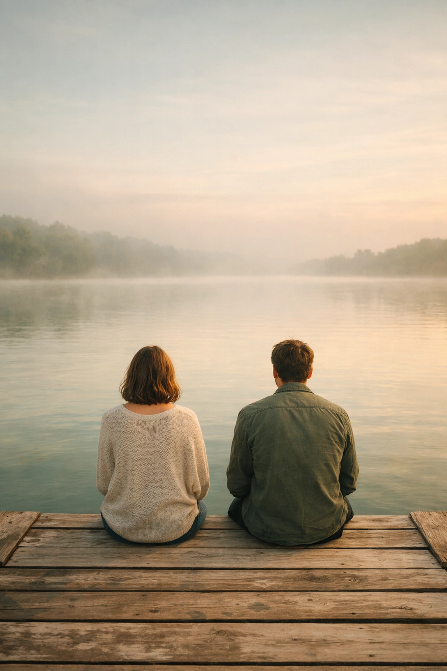 Couple sitting on dock looking at water symbolizing emotional distance in relationships