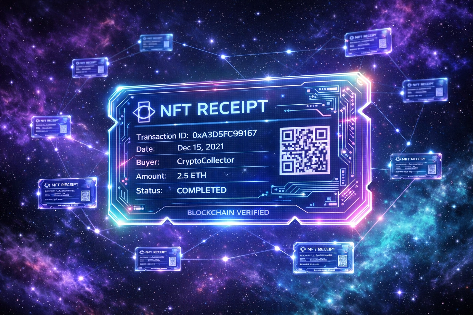 NFT receipt on blockchain showing permanent transaction records for Web3 merchant payments