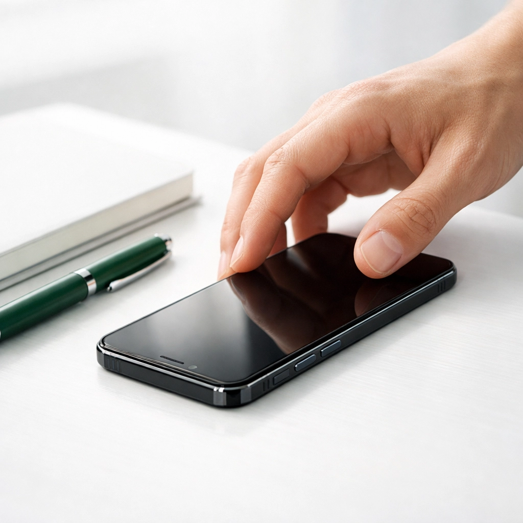 Hand reaching for a smartphone to answer a customer call from a lead-generating website.
