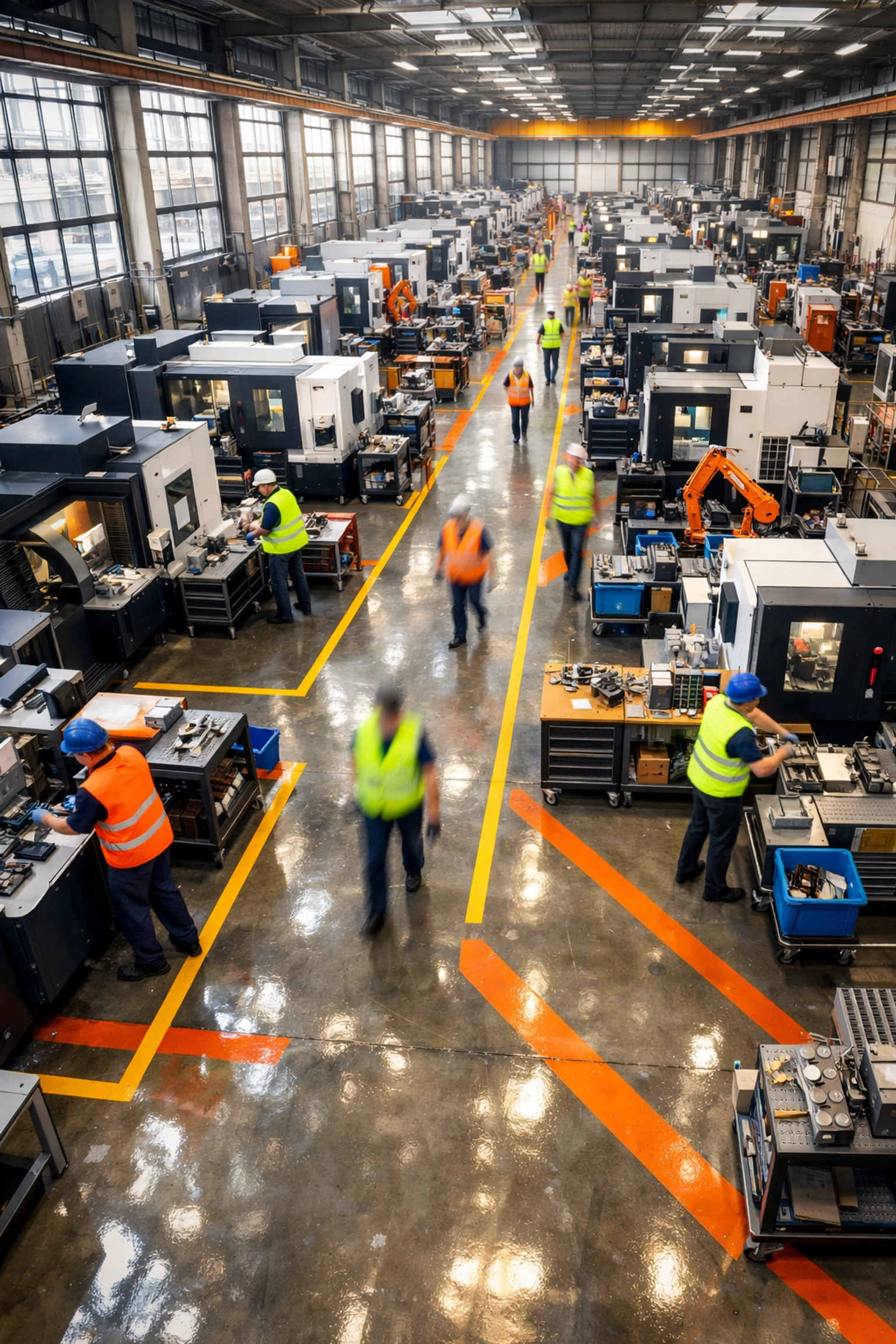 Manufacturing facility floor showing UK's 1.2% sector growth driving construction demand