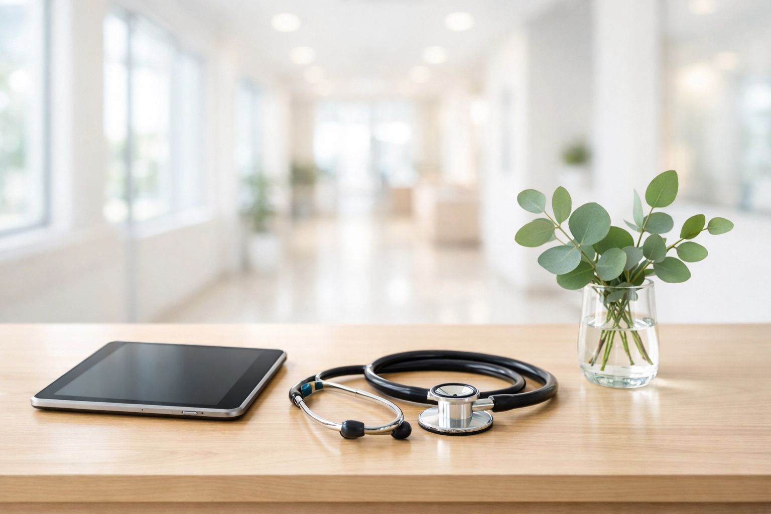 Modern clinical office desk symbolizing professional medical care and PCOS medication management services.