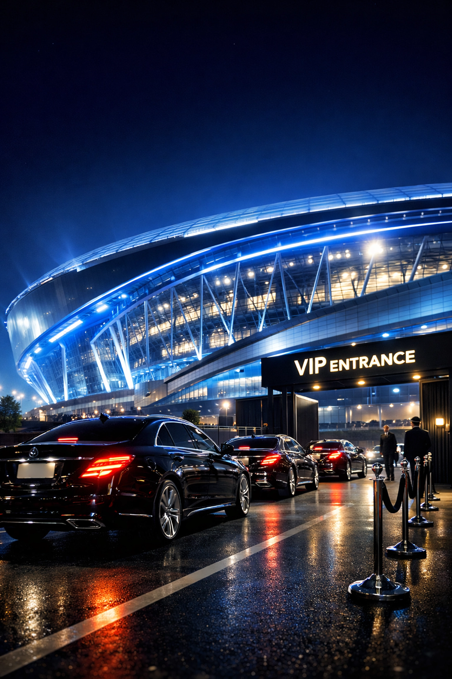 Super Bowl Brand Visibility Secrets Revealed: What Experts Don’t Want You to Know About VIP Engagement Luxury executive transportation arriving at a modern stadium for high-profile Super Bowl brand visibility.