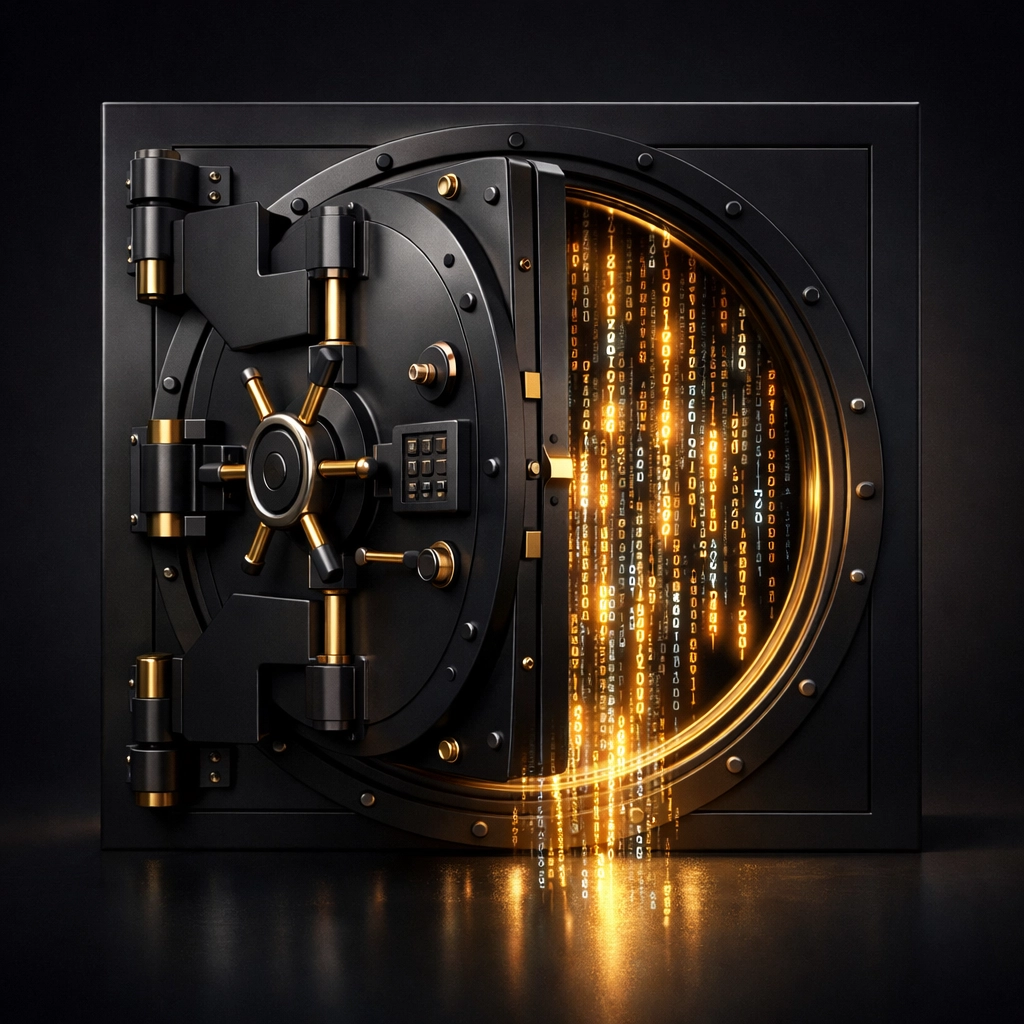 Secure digital vault protecting encrypted financial data for accounting firms
