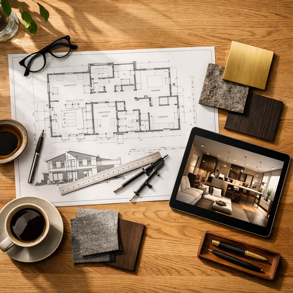 Custom home design planning and architectural blueprints for a modern residential build in Surprise.