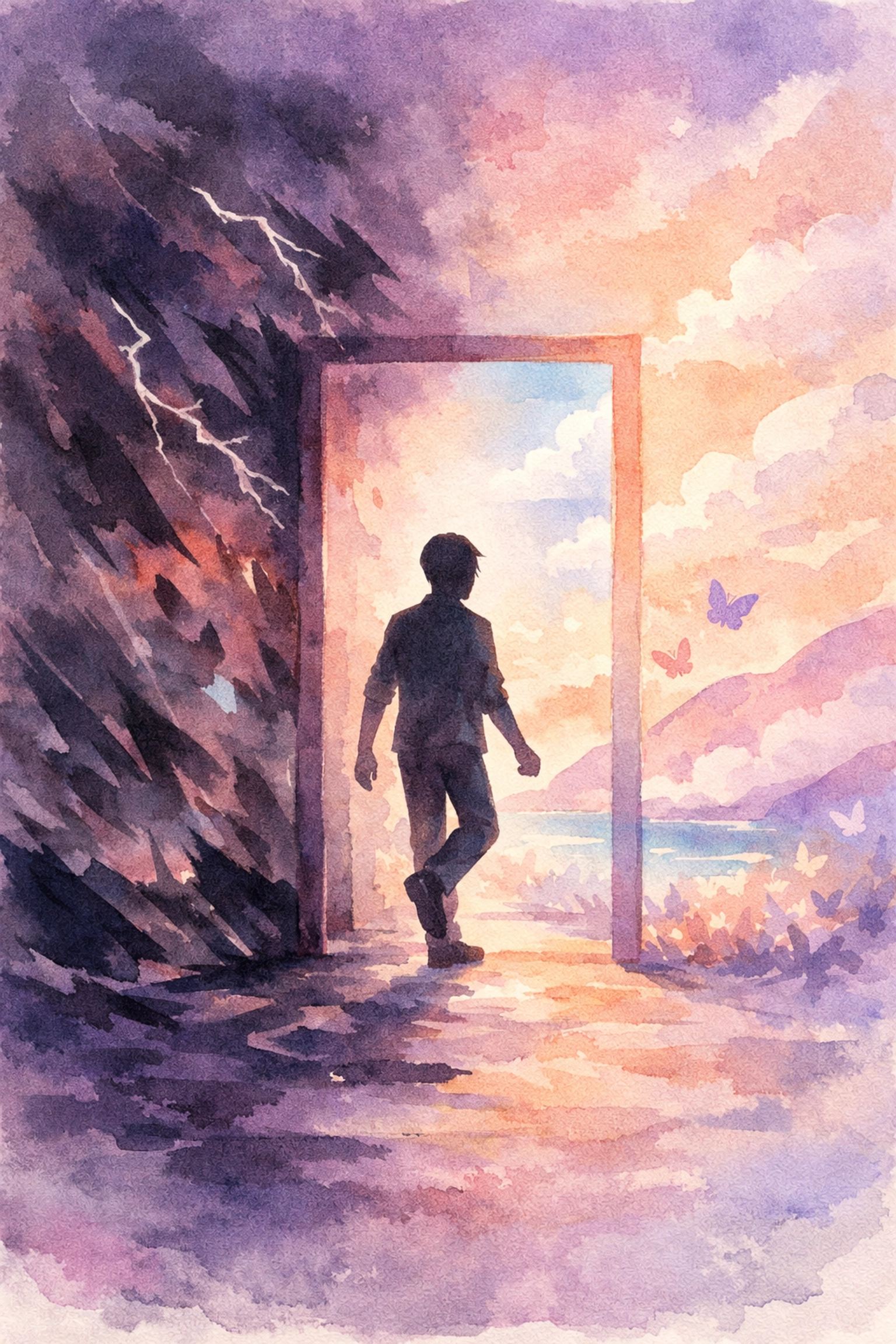 Person stepping from chaos to calm symbolizing emotional healing journey in relationships