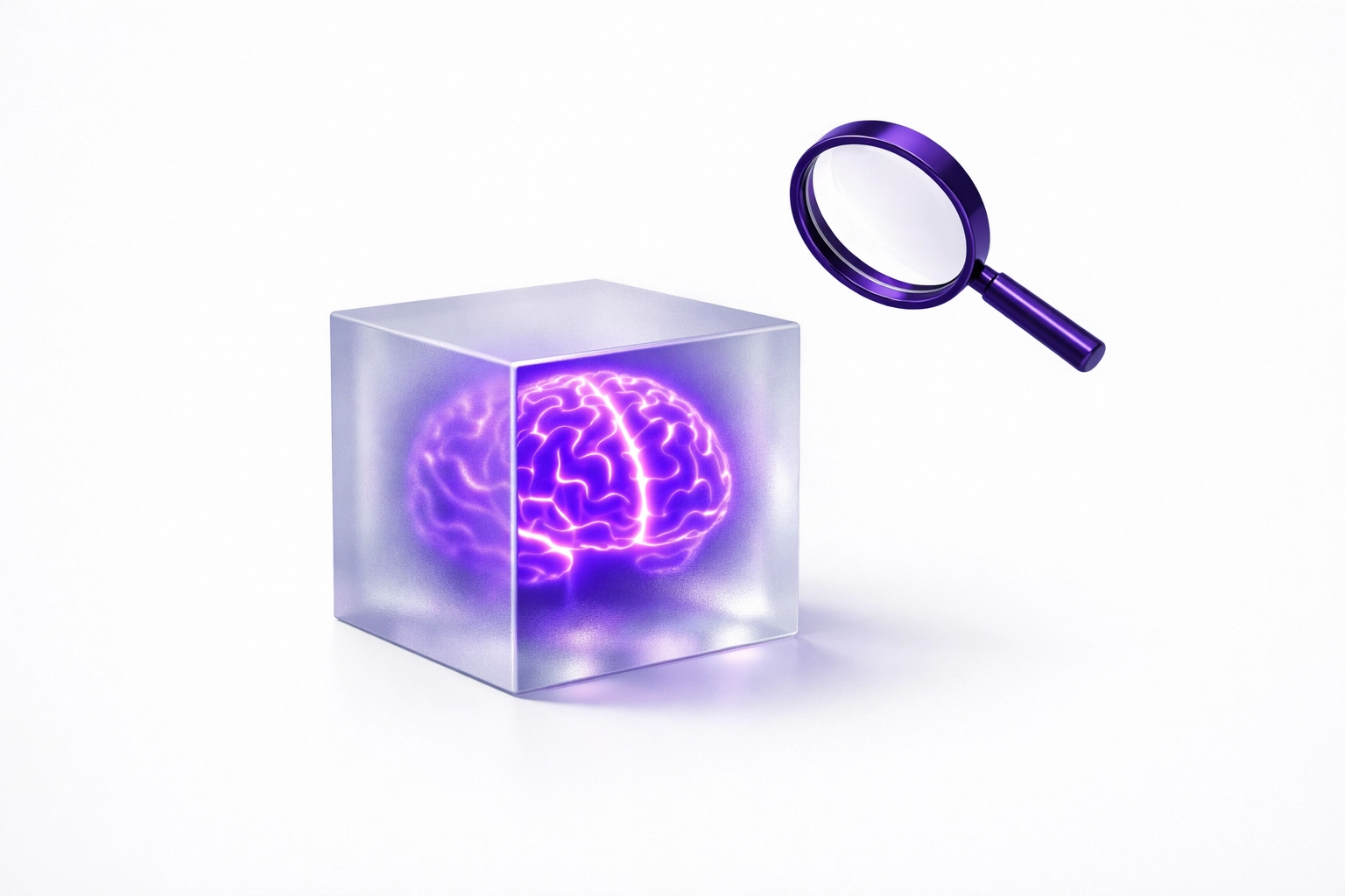 Human oversight magnifying glass checking AI for bookkeeping to support expert outsourced bookkeeping.