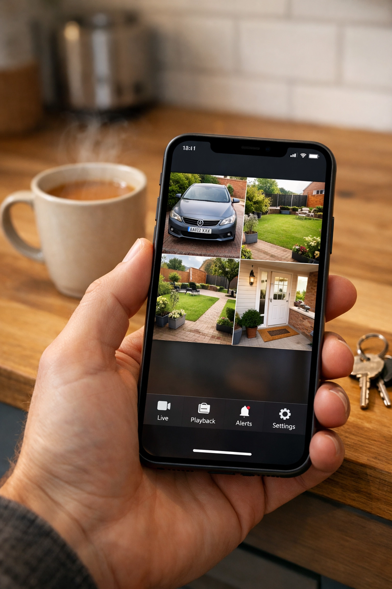 Gloucester homeowner viewing HD security camera footage on a smartphone app for total peace of mind.