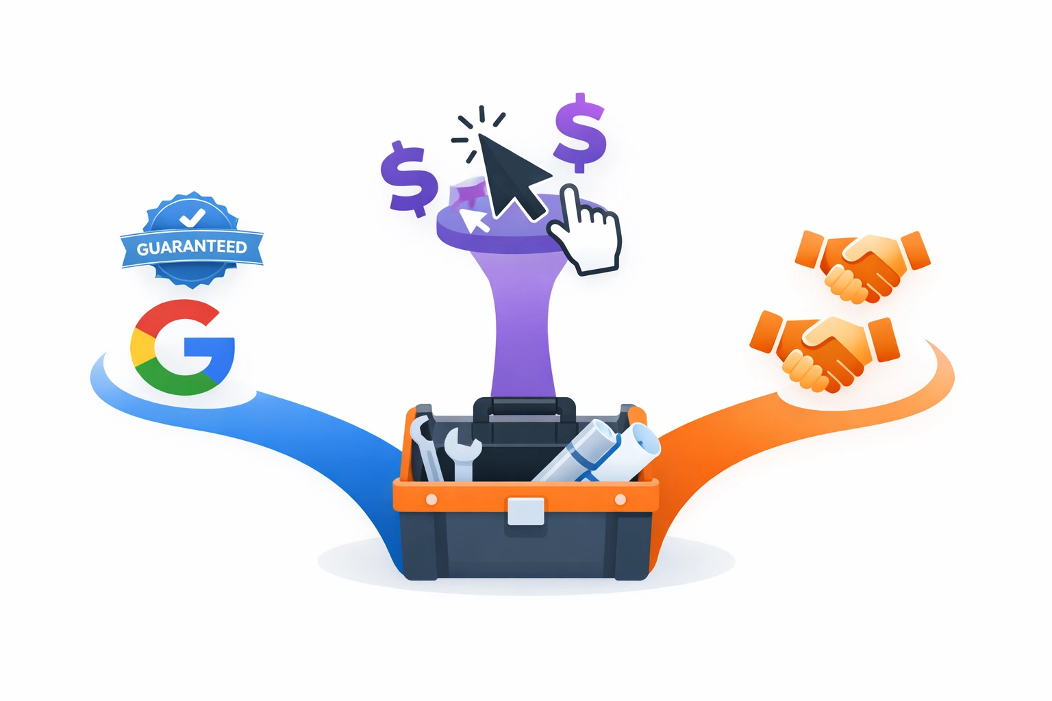 Three lead generation paths for contractors: LSA, Google Ads, and pay-per-lead platforms comparison