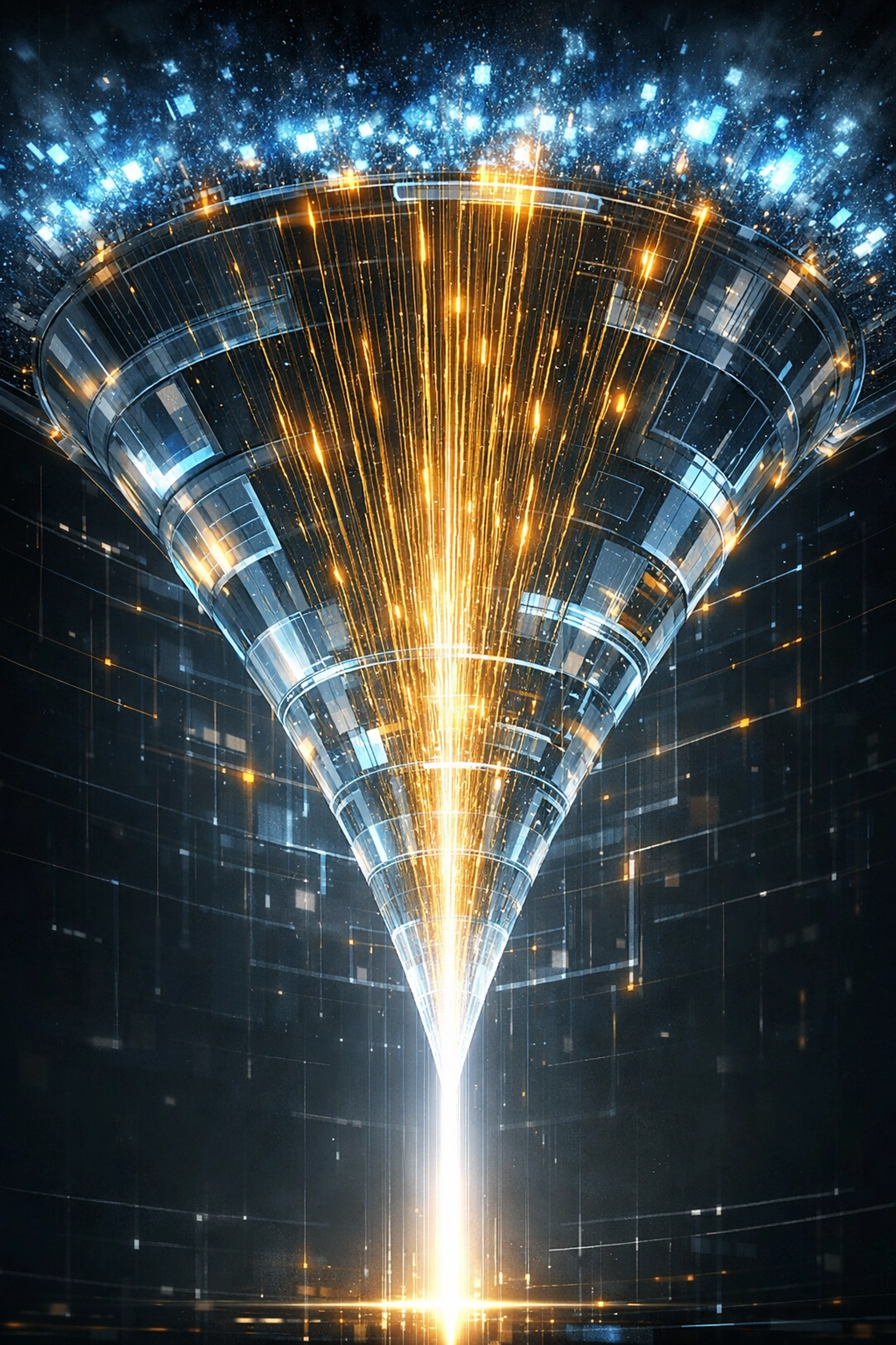 KI in der Neukundengewinnung: Ein digitaler Funnel zur effizienten Analyse von B2B-Datenströmen.