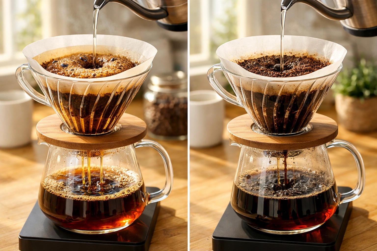 Coffee brewing extraction comparison between fresh and stale coffee grounds