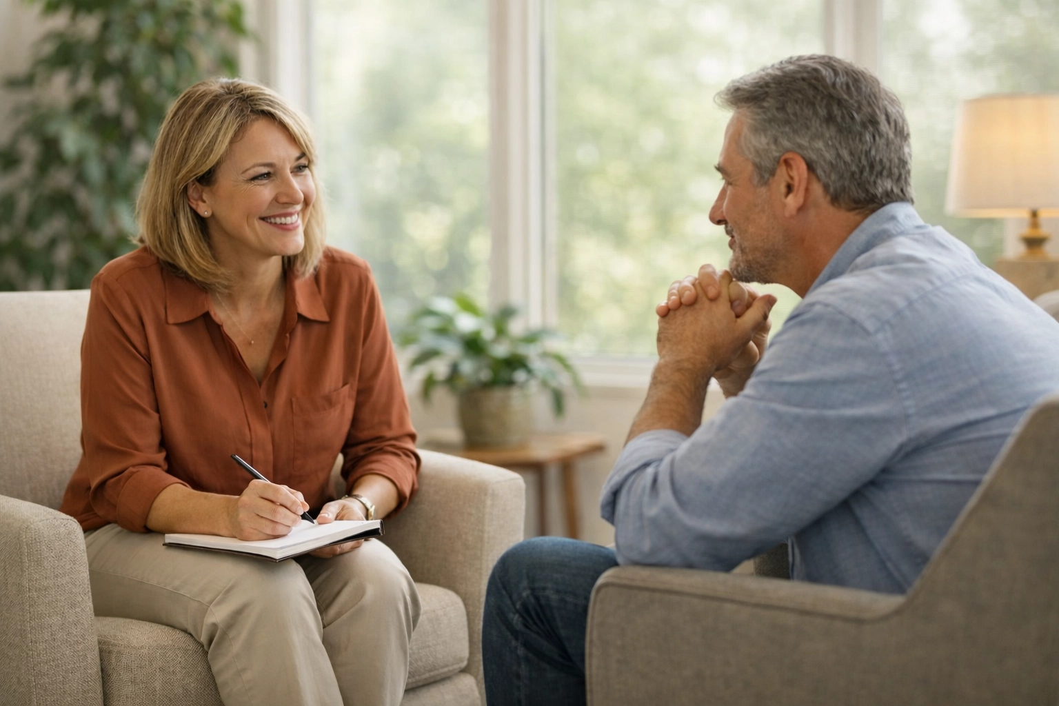 ICF certified coach in professional coaching session with client