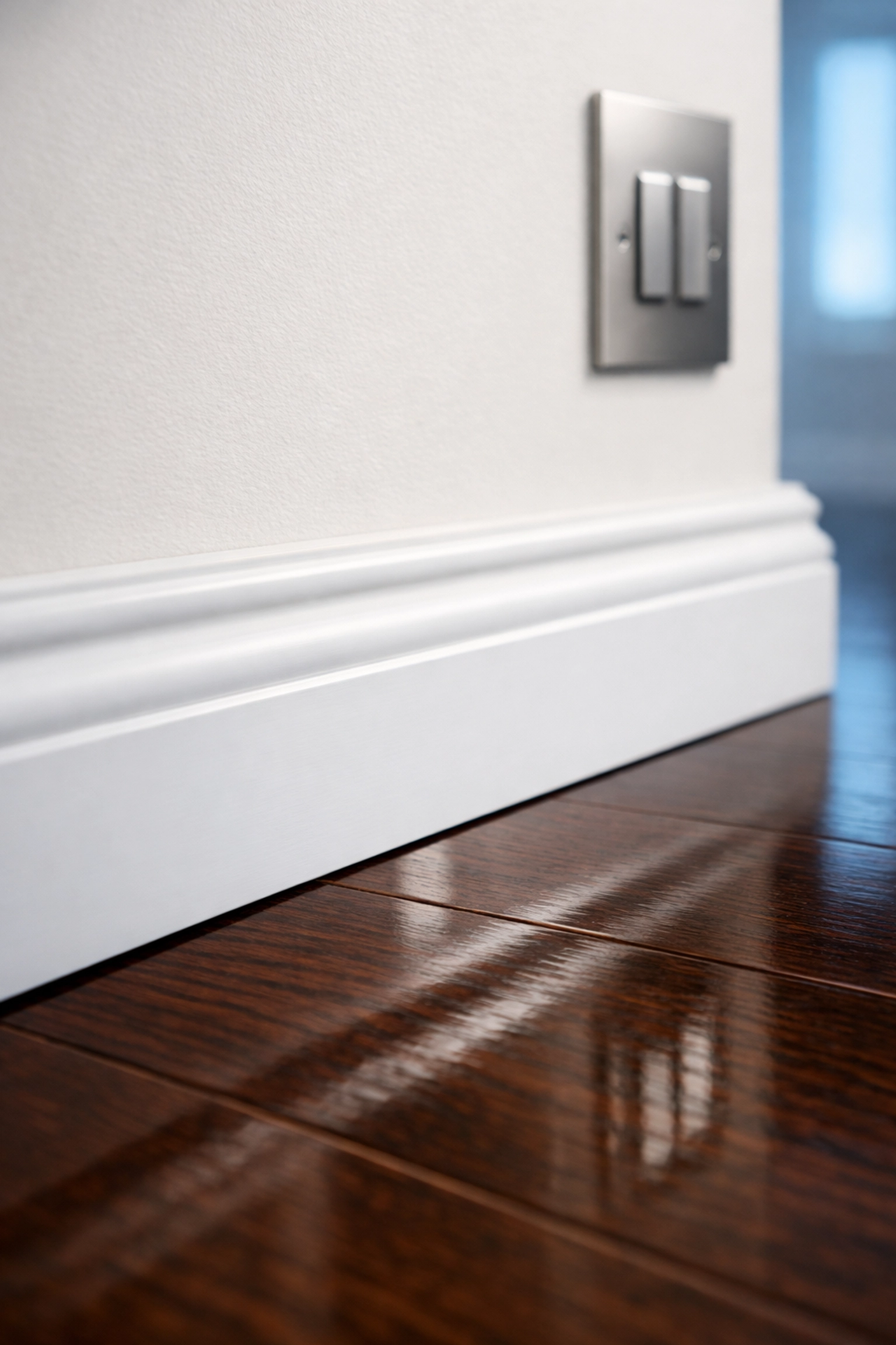 Clean baseboards and hardwood floors after a ninja-level Boston apartment move-out cleaning.