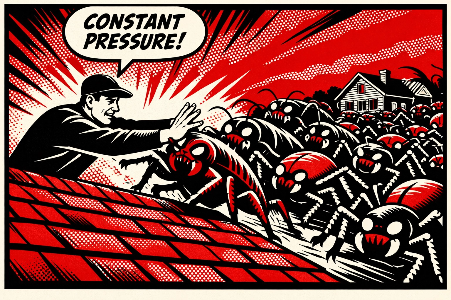 Exterminator in Jasper AL protecting a home from termites, roaches, and mosquitoes.