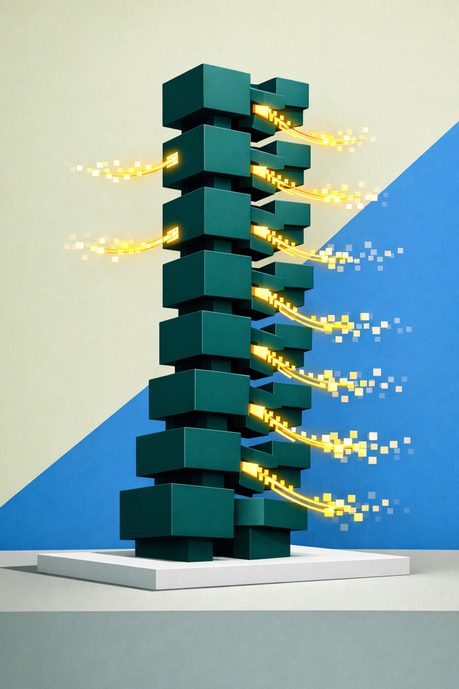 Geometric spine representing the technical backbone and data infrastructure needed for marketing maturity.