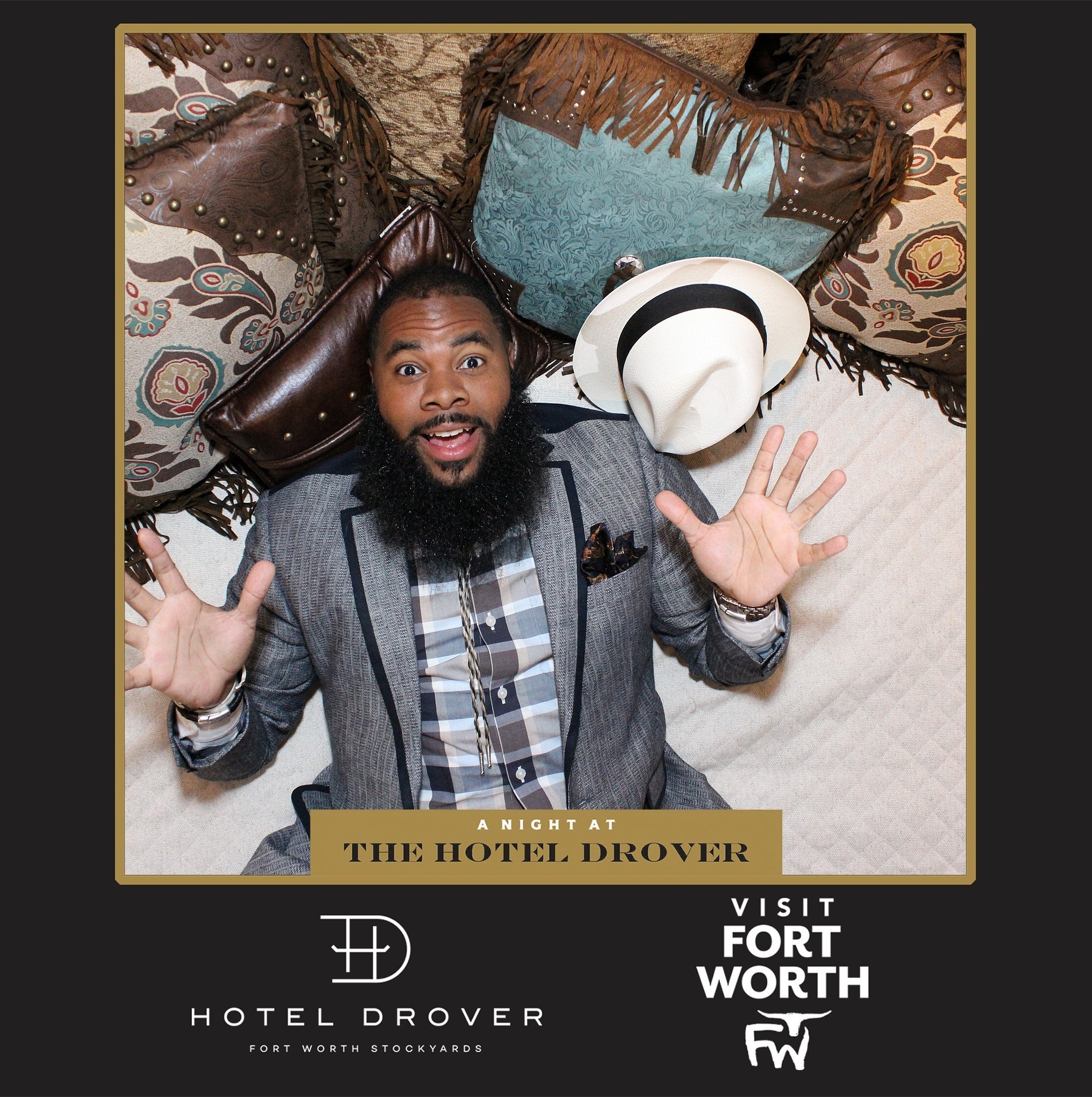 Guest at Hotel Drover Photo Booth Activation