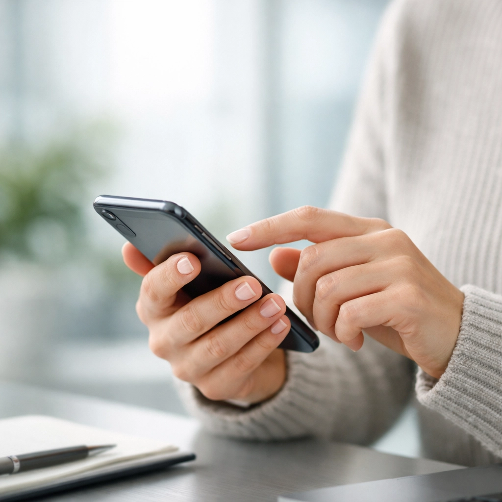 Person using a smartphone to safely apply for a payday loan online in Alberta through a secure site.