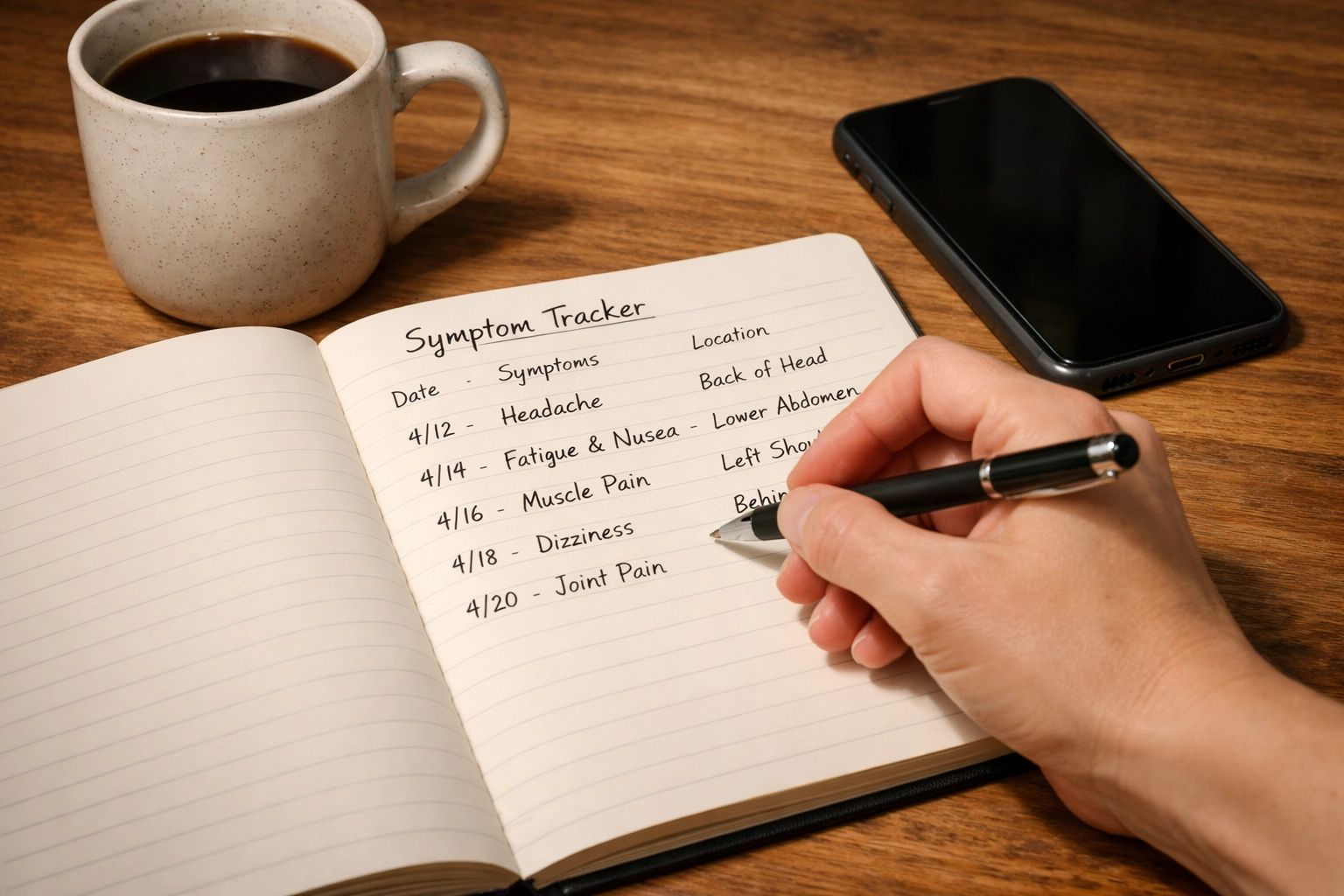 Tracking mold exposure symptoms in journal to identify patterns
