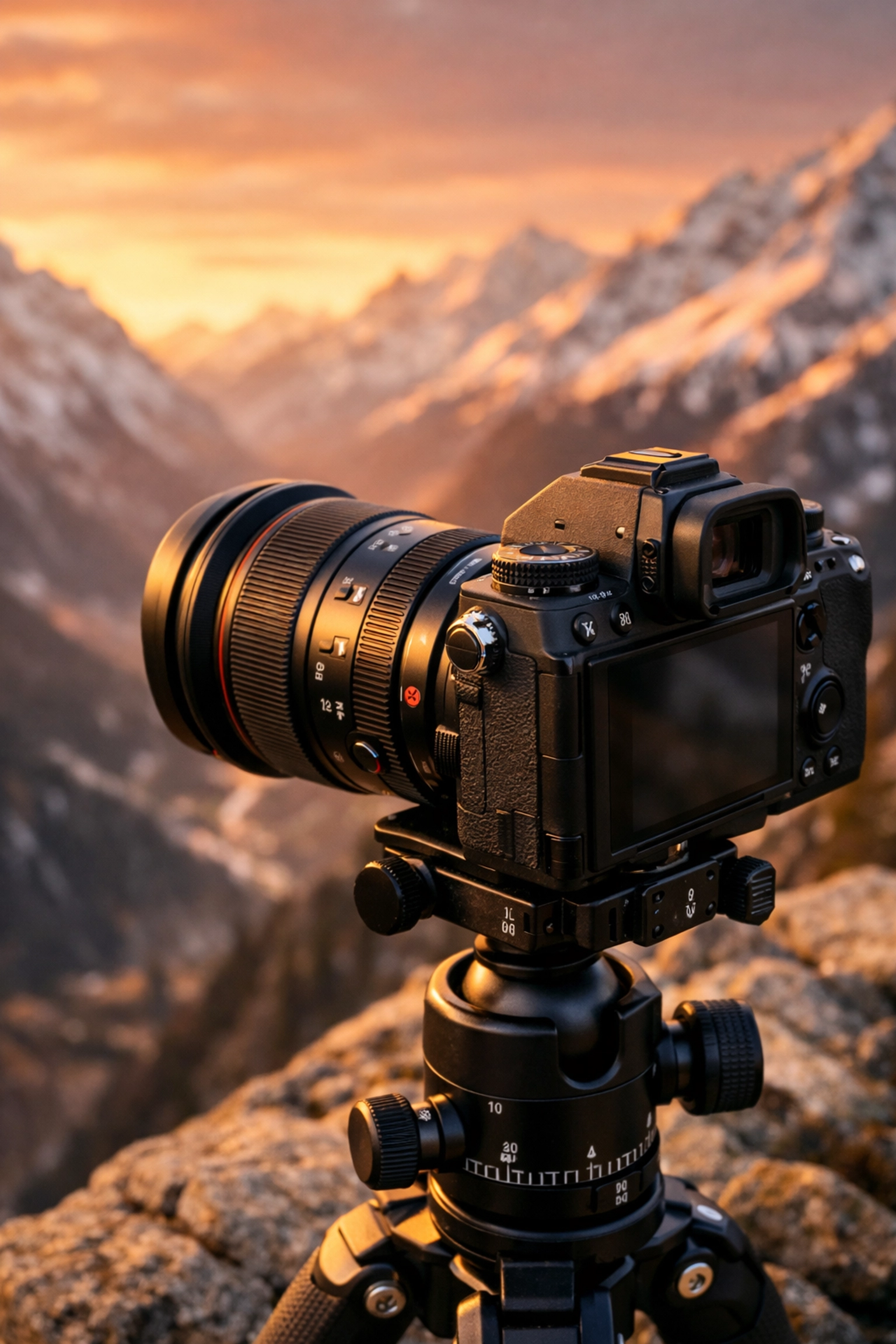 20 Most Iconic Places to Visit Around the World 5 Professional camera on a tripod in the Swiss Alps, illustrating key travel photography tips.
