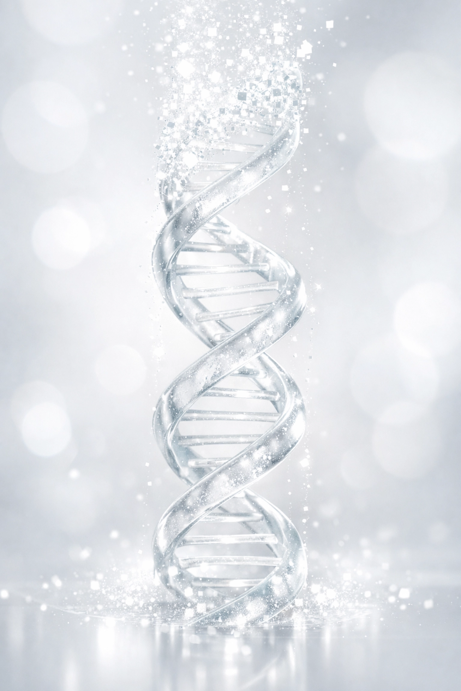 Glowing DNA double helix representing the future of longevity peptides and cellular health research.