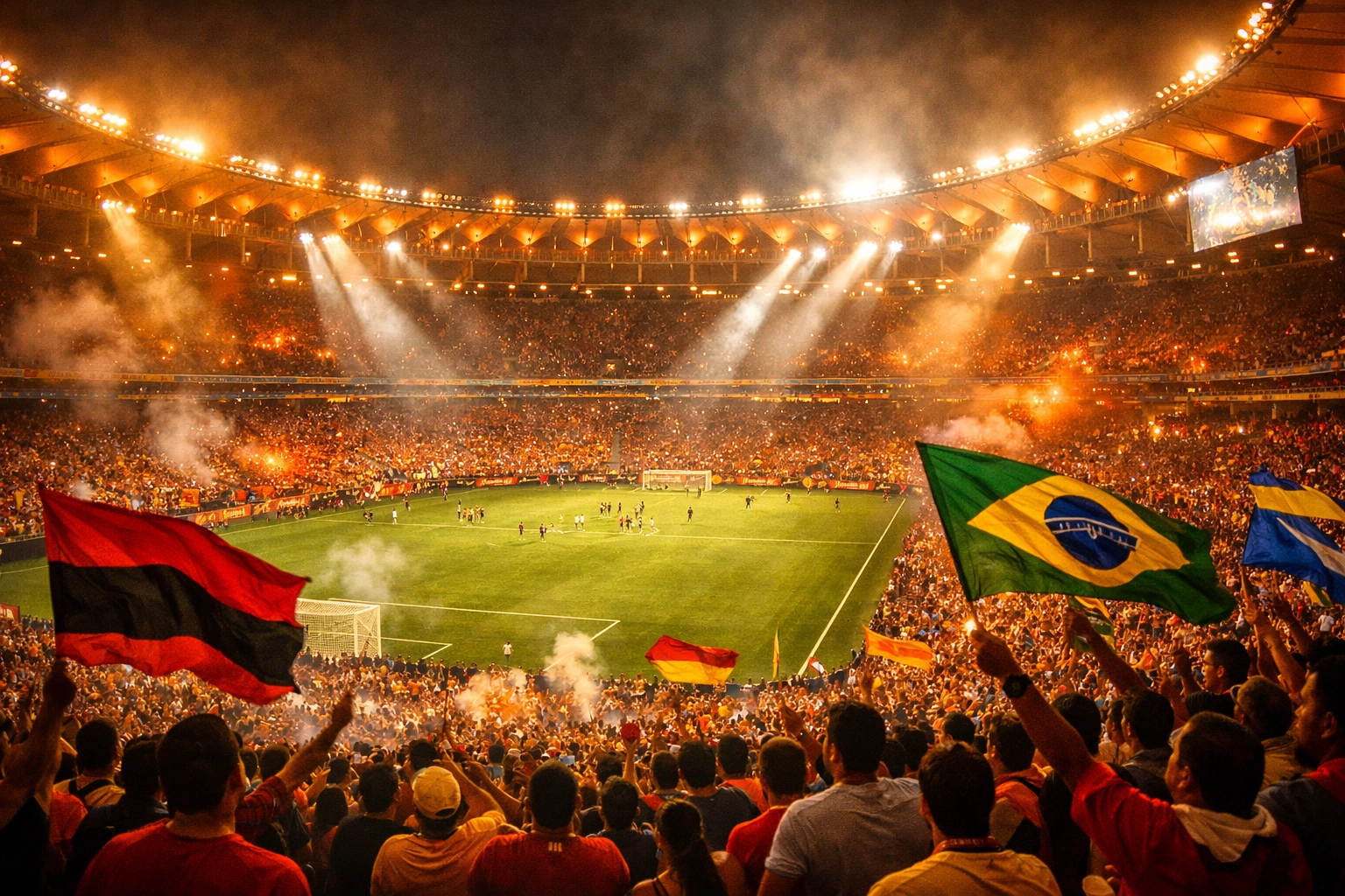 Maracanã Stadion bei Nacht mit Fans - Copa Libertadores Atmosphäre