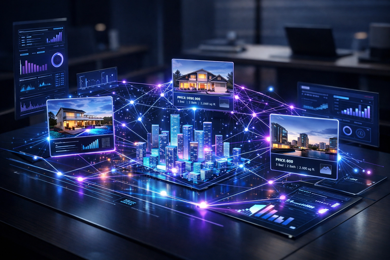 AI-powered real estate interface displaying automated property search data for Phoenix homes