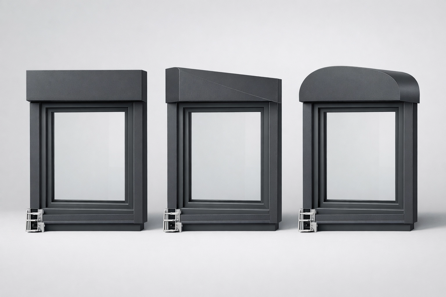 Auswahl verschiedener Vorbau-Kastenformen für Rollläden Wien zur flexiblen Nachrüstung am Haus.