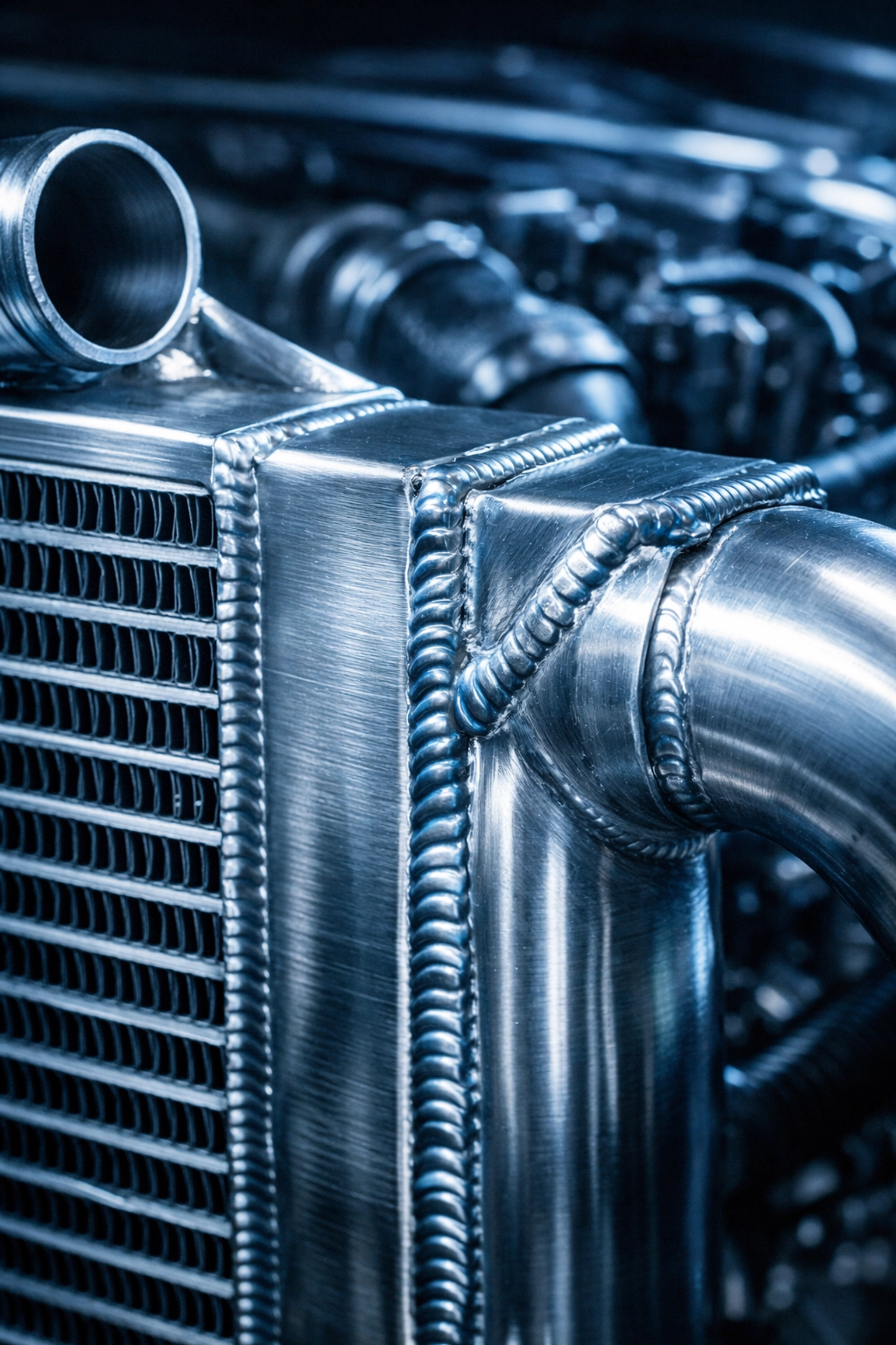 Upgraded Powerstroke intercooler and radiator for better engine cooling while towing in Central Oregon.