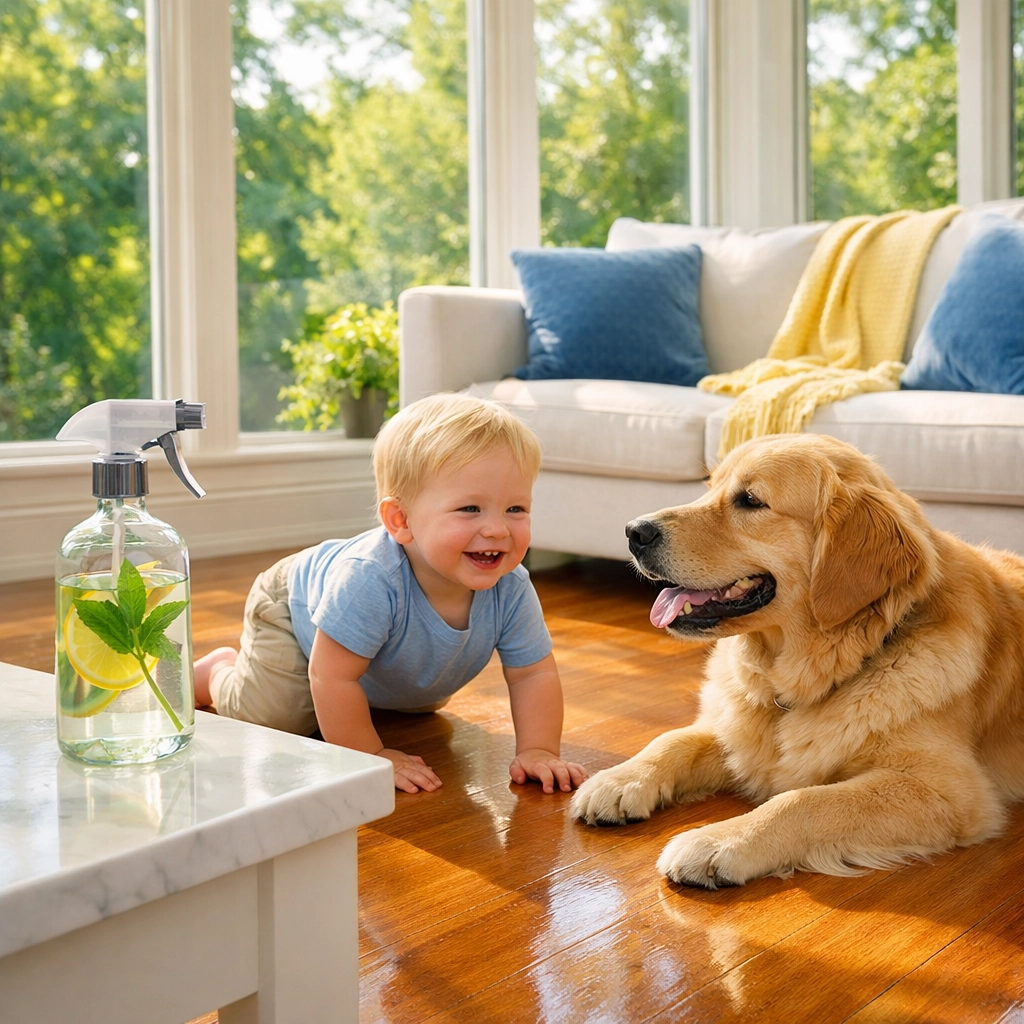 Safe, eco-friendly weekly house cleaning Clinton MA for homes with toddlers and pets.