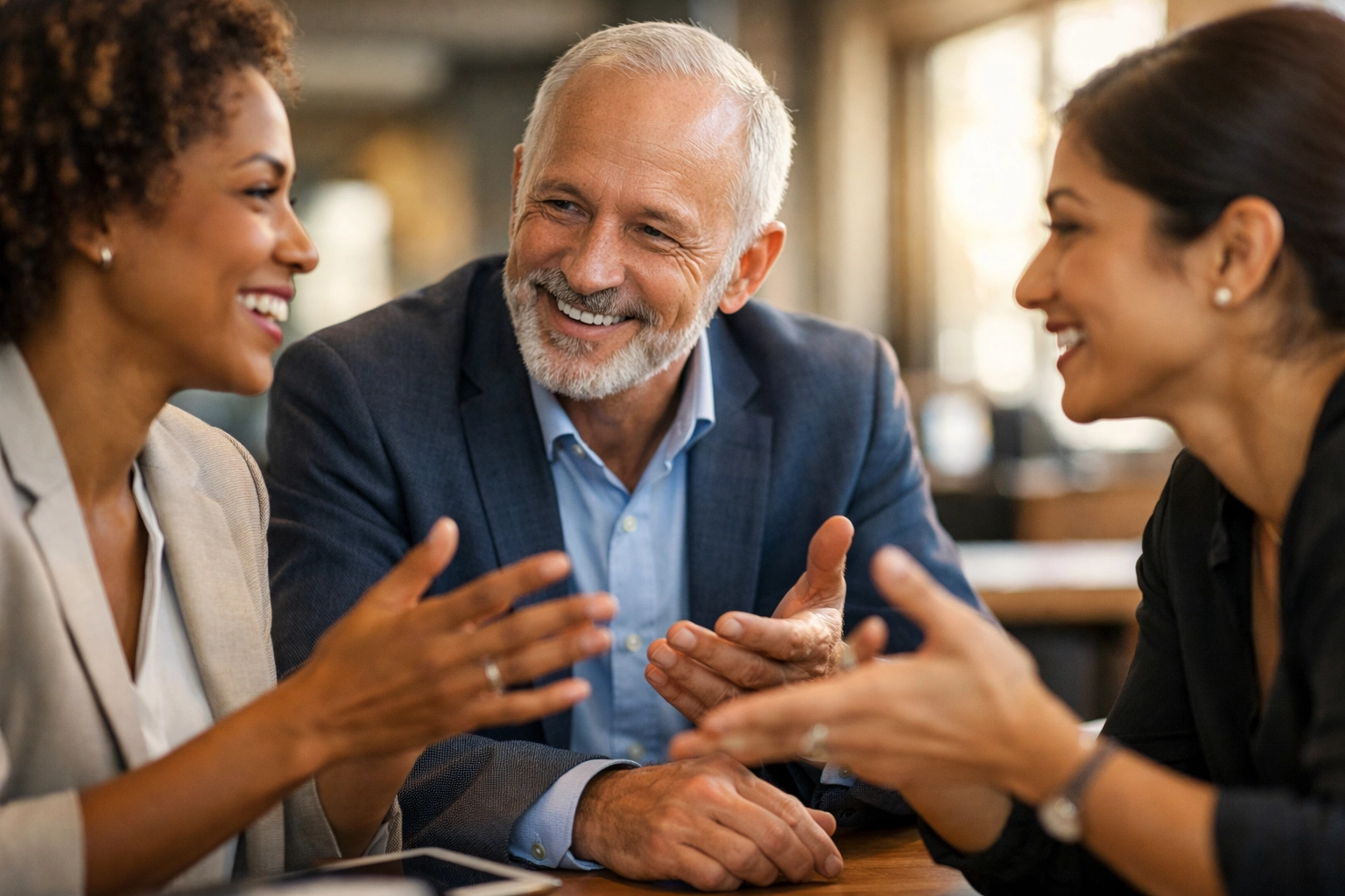 Diverse professionals demonstrating emotional intelligence and collaboration in workplace