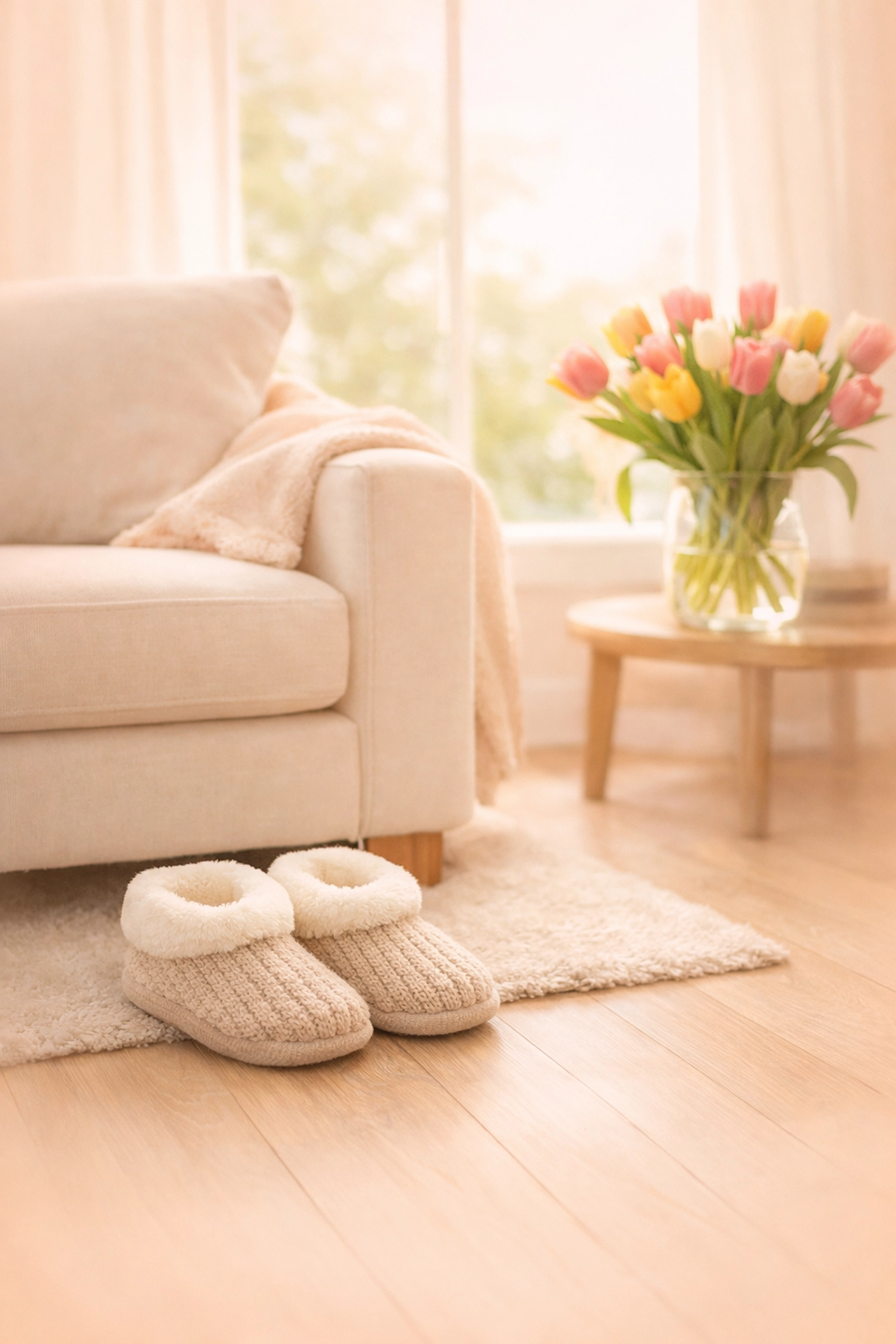 A serene, clean living room in Waterloo IA, reflecting the relaxation offered by a professional cleaning service.