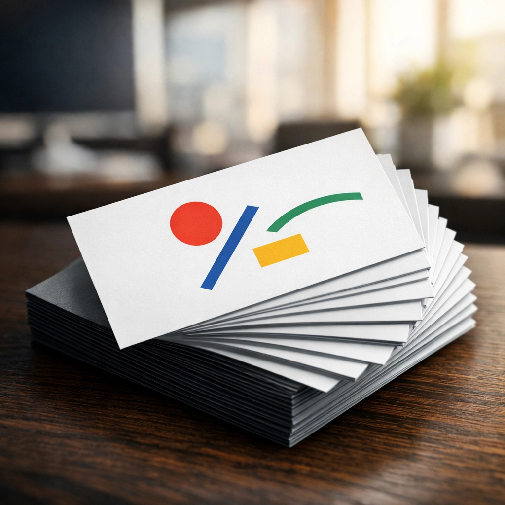 Fanned out stack of high-quality, matte-finish business cards for professional networking in DFW.