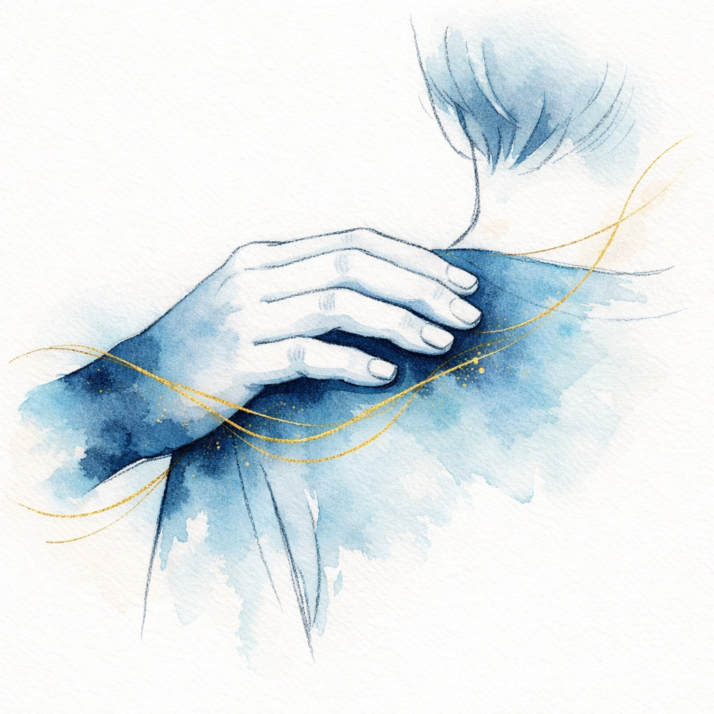 A supportive hand on a shoulder showing empathy in leadership by Dr. Layne McDonald - www.laynemcdonald.com