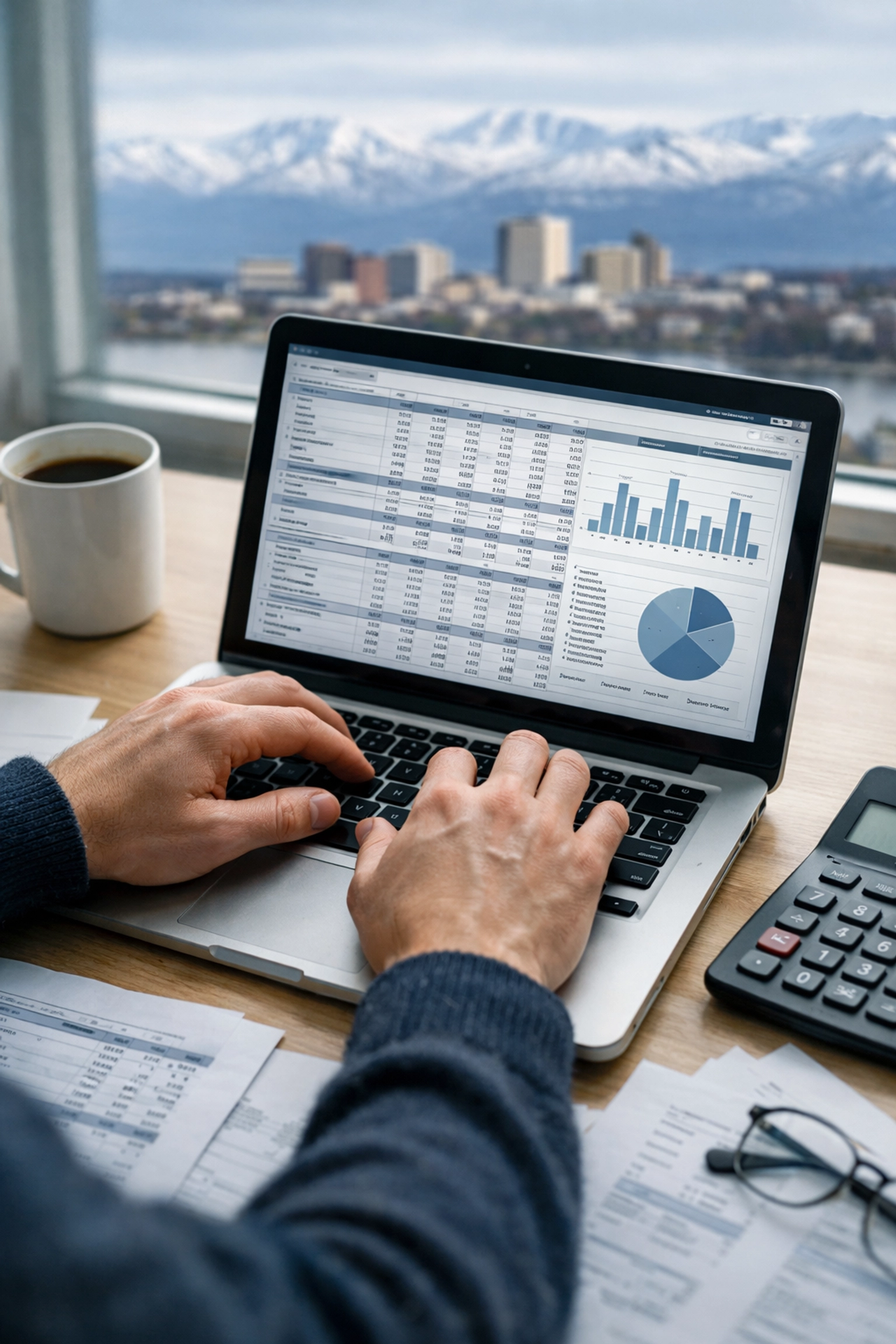 Professional working on financial documents where errors could require E&O insurance